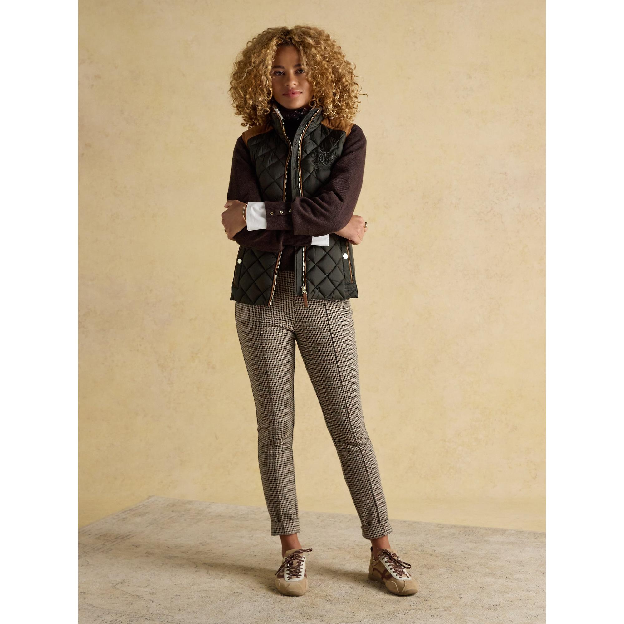 Product image 6 of 13 of Joules Women's Braemar Luxe Showerproof Diamond Quilted Gilet - Khaki Green