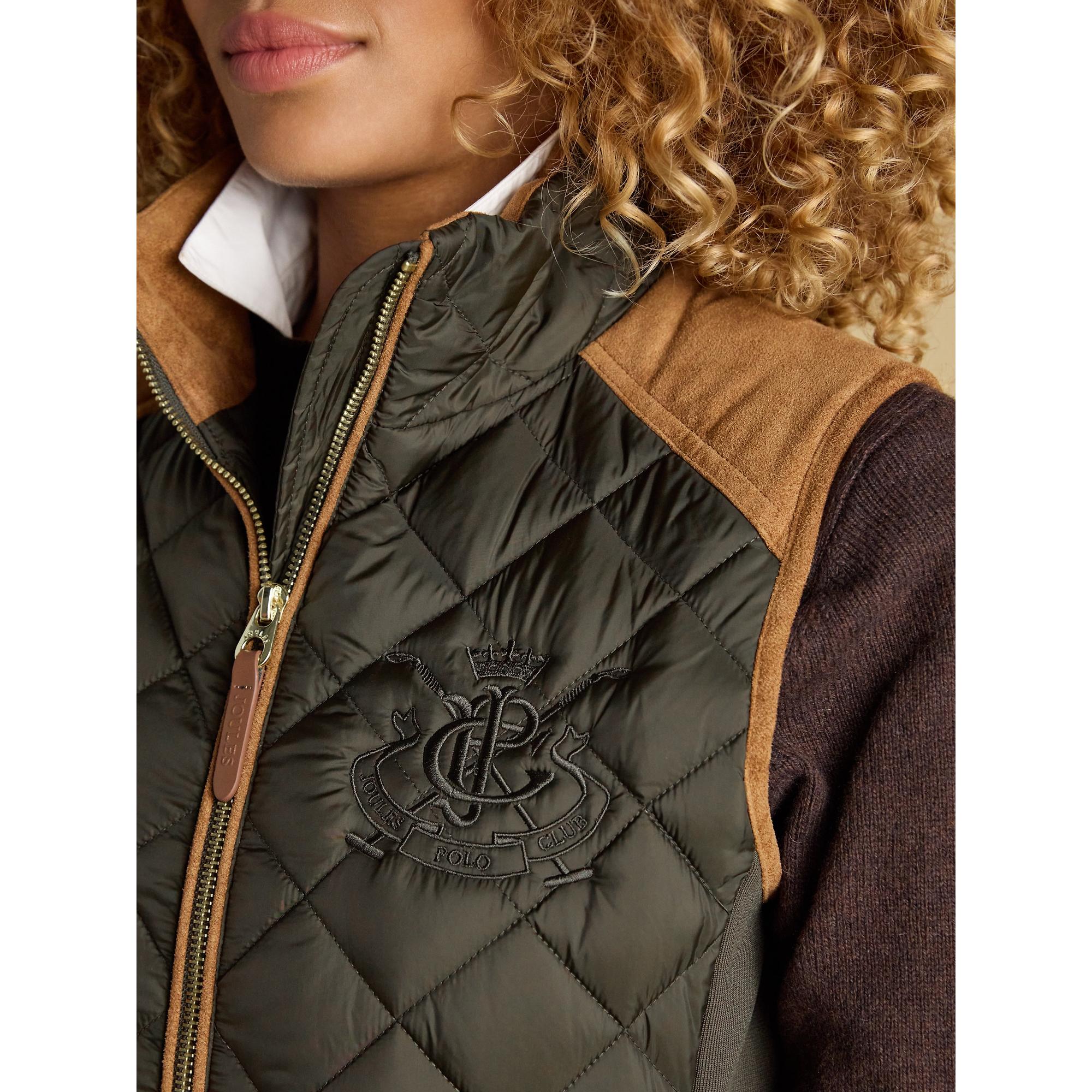 Product image 7 of 13 of Joules Women's Braemar Luxe Showerproof Diamond Quilted Gilet - Khaki Green