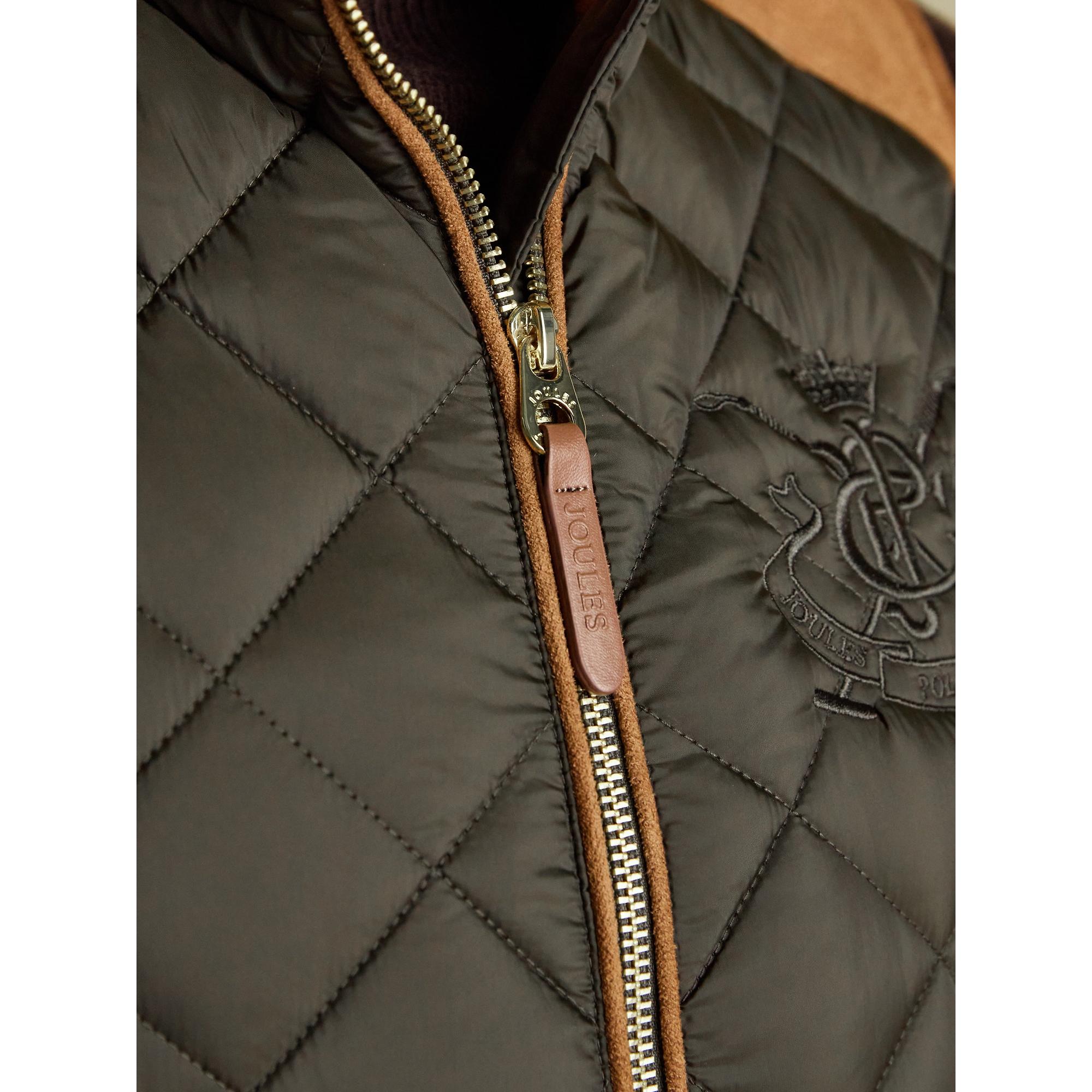 Product image 8 of 13 of Joules Women's Braemar Luxe Showerproof Diamond Quilted Gilet - Khaki Green