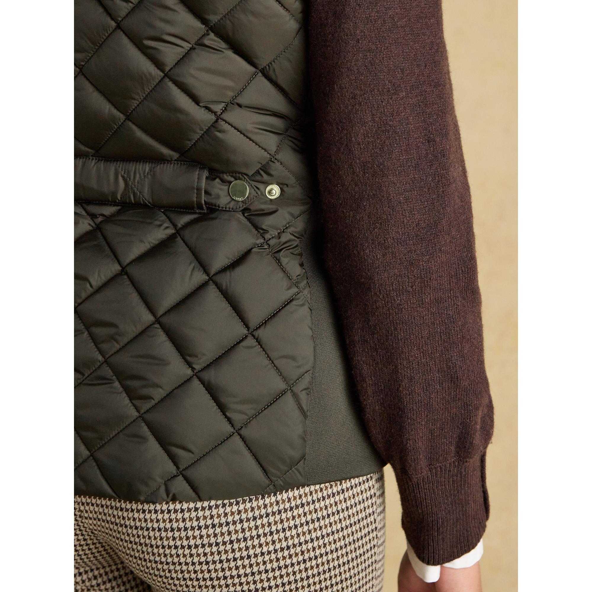 Product image 11 of 13 of Joules Women's Braemar Luxe Showerproof Diamond Quilted Gilet - Khaki Green