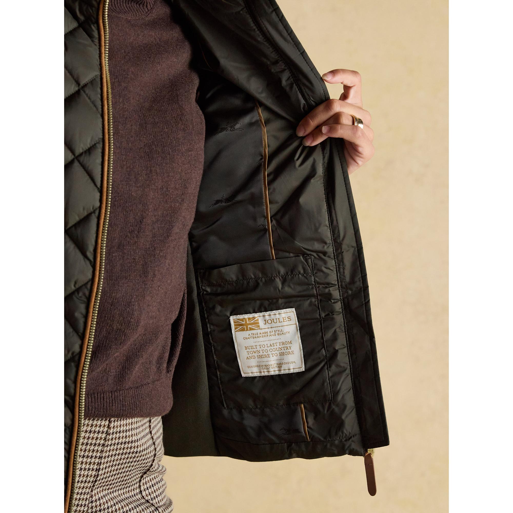 Product image 12 of 13 of Joules Women's Braemar Luxe Showerproof Diamond Quilted Gilet - Khaki Green