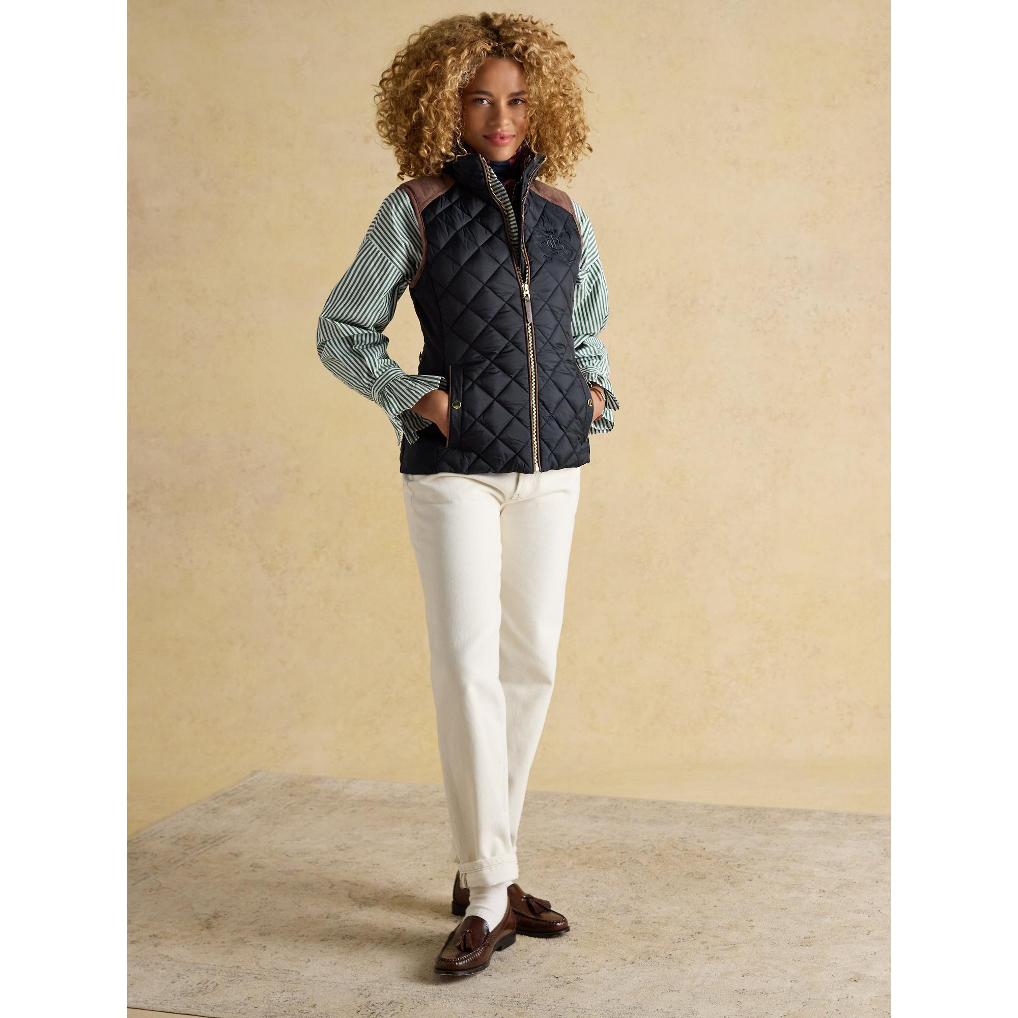 Product image 4 of 12 of Joules Women's Braemar Luxe Showerproof Diamond Quilted Gilet - Navy Blue