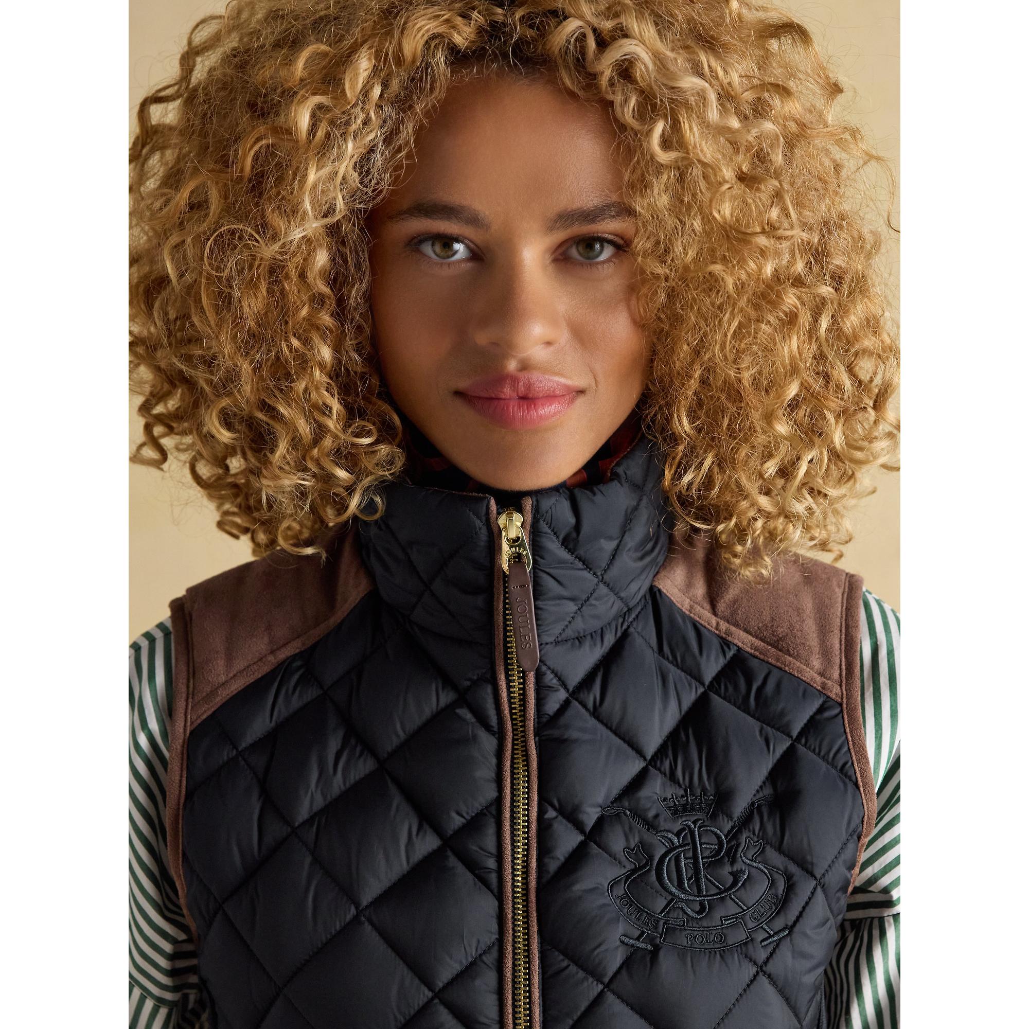Product image 9 of 12 of Joules Women's Braemar Luxe Showerproof Diamond Quilted Gilet - Navy Blue