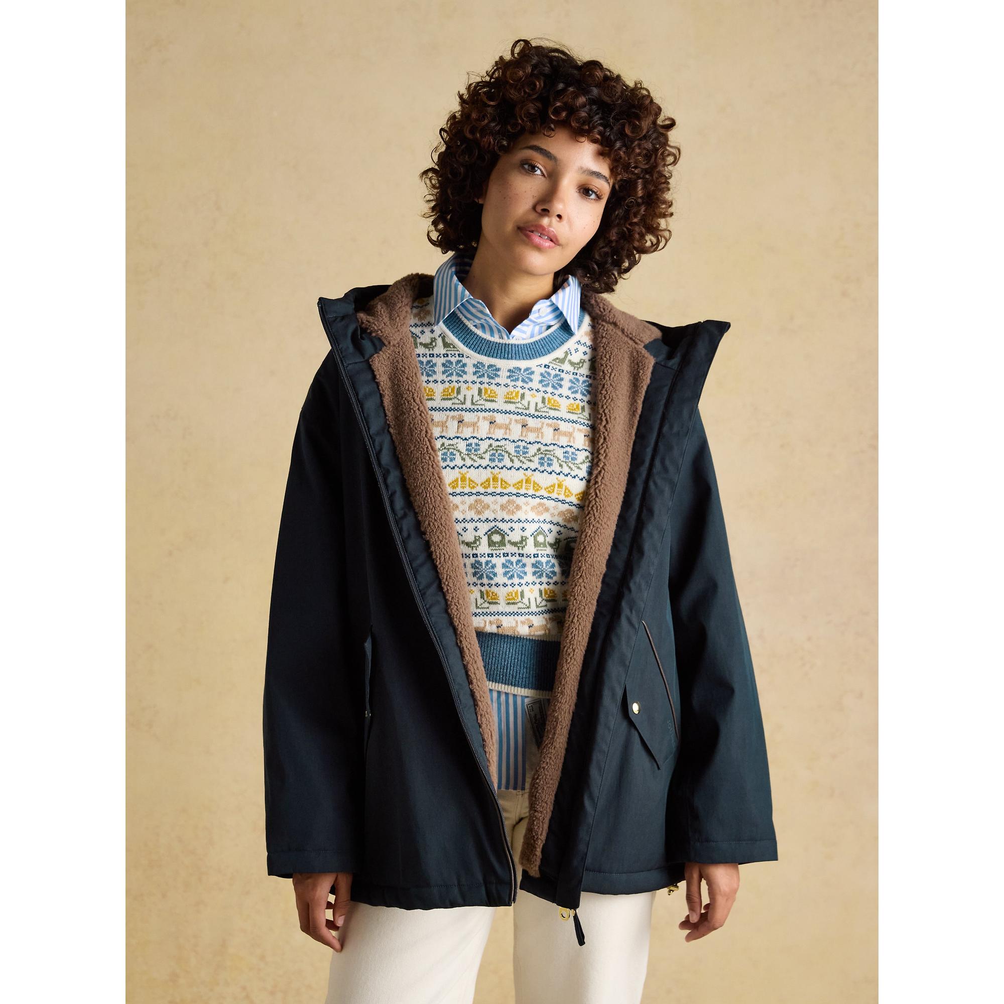 Product image 7 of 13 of Joules Women's Coverwell Waterproof Fleece Lined Coat - Navy