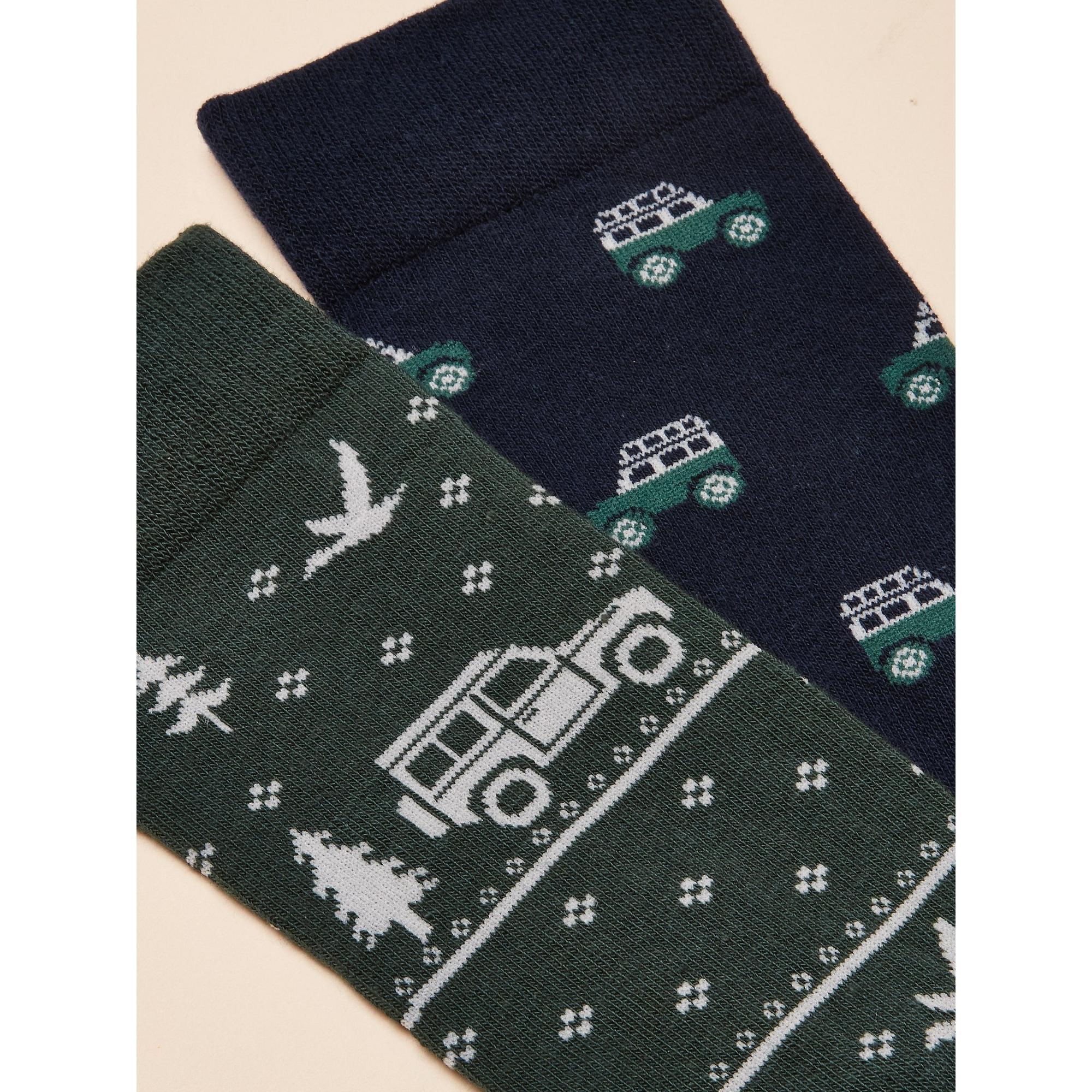 Product image 2 of 3 of Joules Men's Kingsbury Socks 2 Pack UK 7-12 - Green/Navy