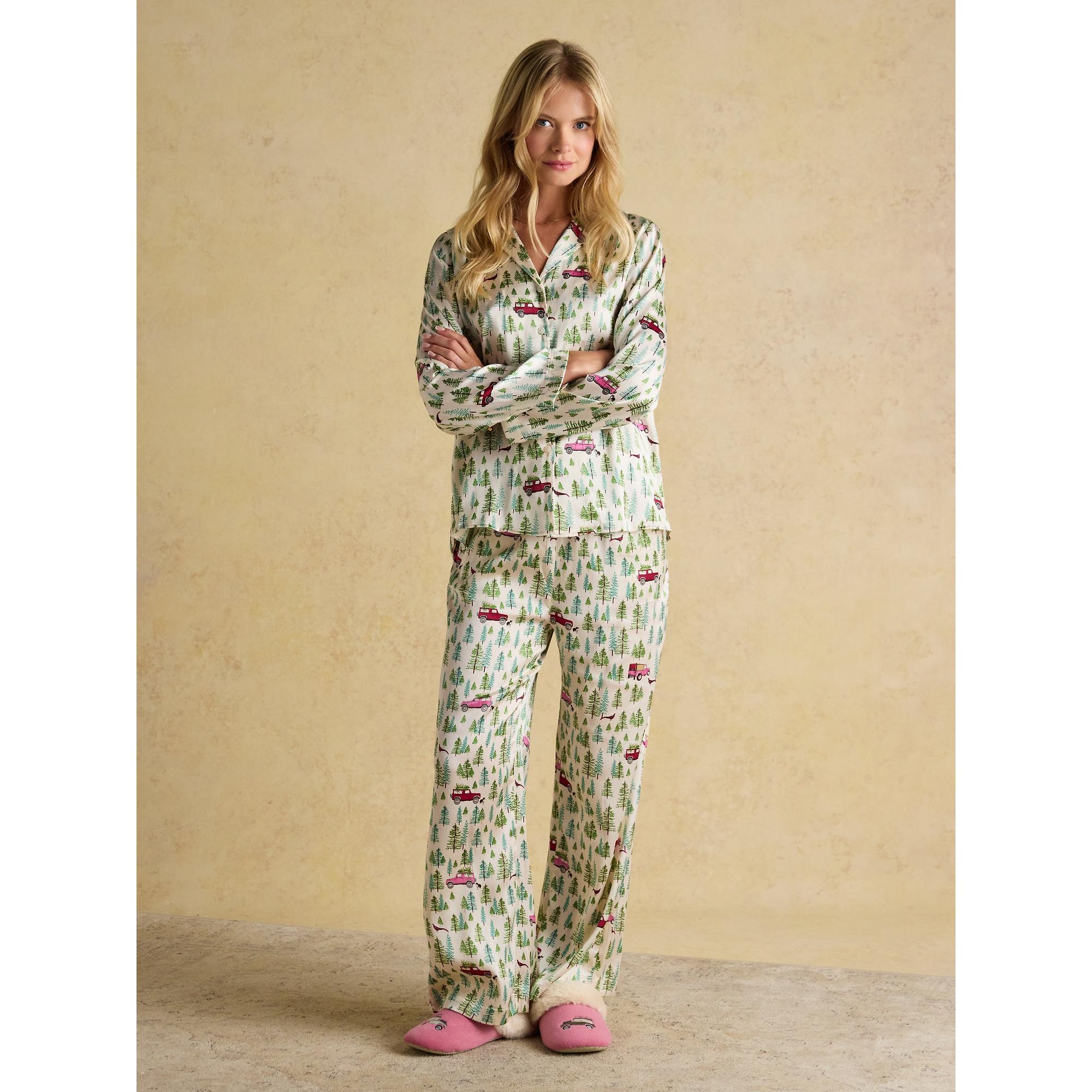 Product image 2 of 6 of Joules Women's Bonnie Satin Pyjama Set - Cream/Land Rover