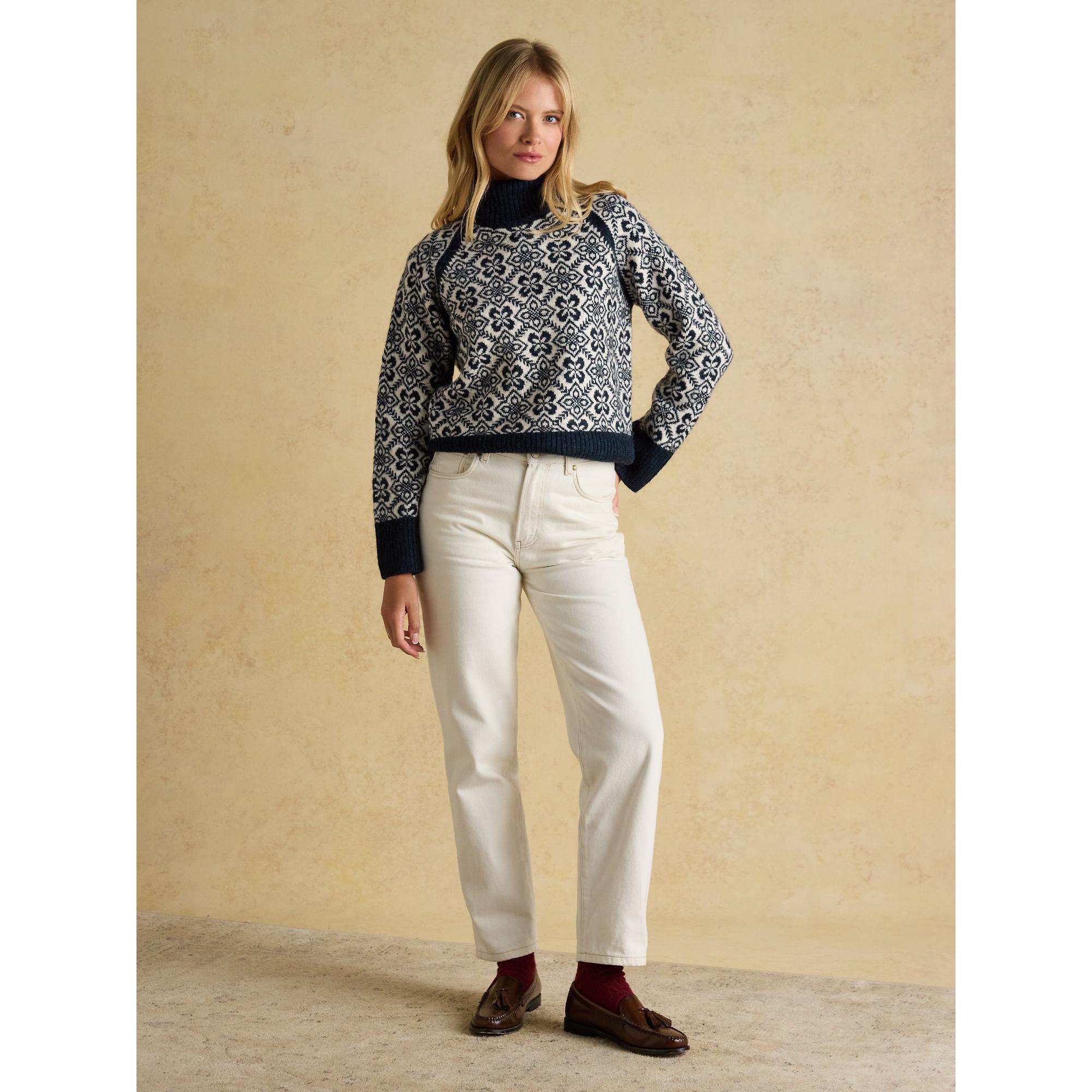Product image 4 of 7 of Joules Women's Addison Patterned Knitted Jumper with Detachable Roll Neck - Cream/Navy