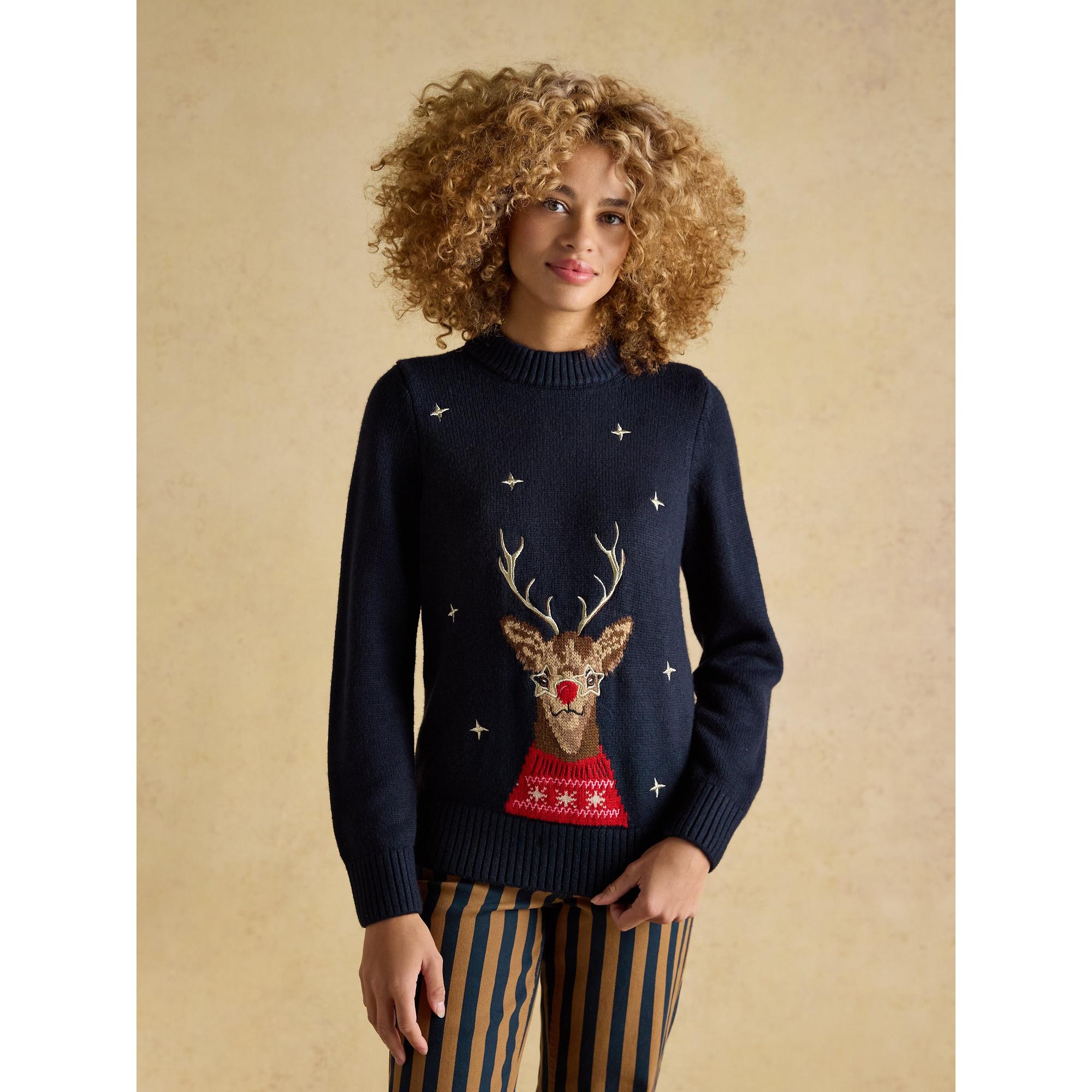 Product image 2 of 8 of Joules Women's Noelle Reindeer Intarsia Knit Christmas Jumper - Navy