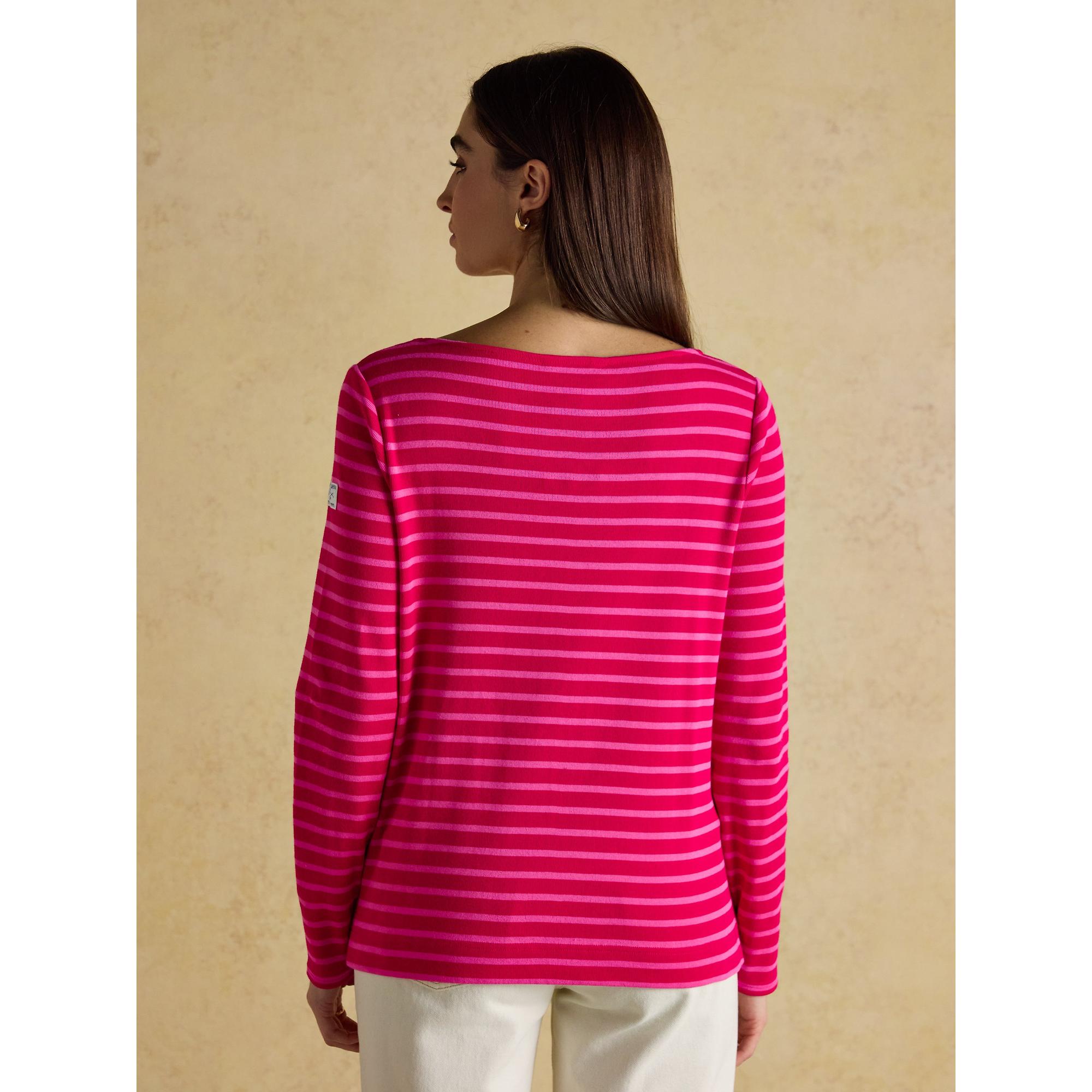 Product image 5 of 7 of Joules Women's Harbour Boat Neck Long Sleeve Breton Stripe Top - Red/Pink