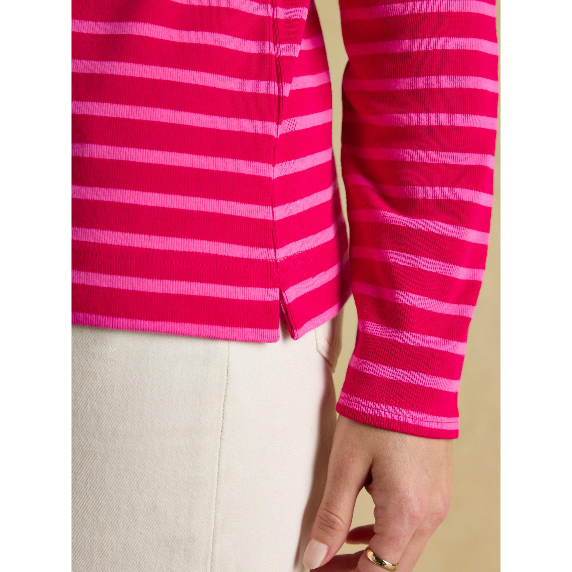 Product image 7 of 7 of Joules Women's Harbour Boat Neck Long Sleeve Breton Stripe Top - Red/Pink