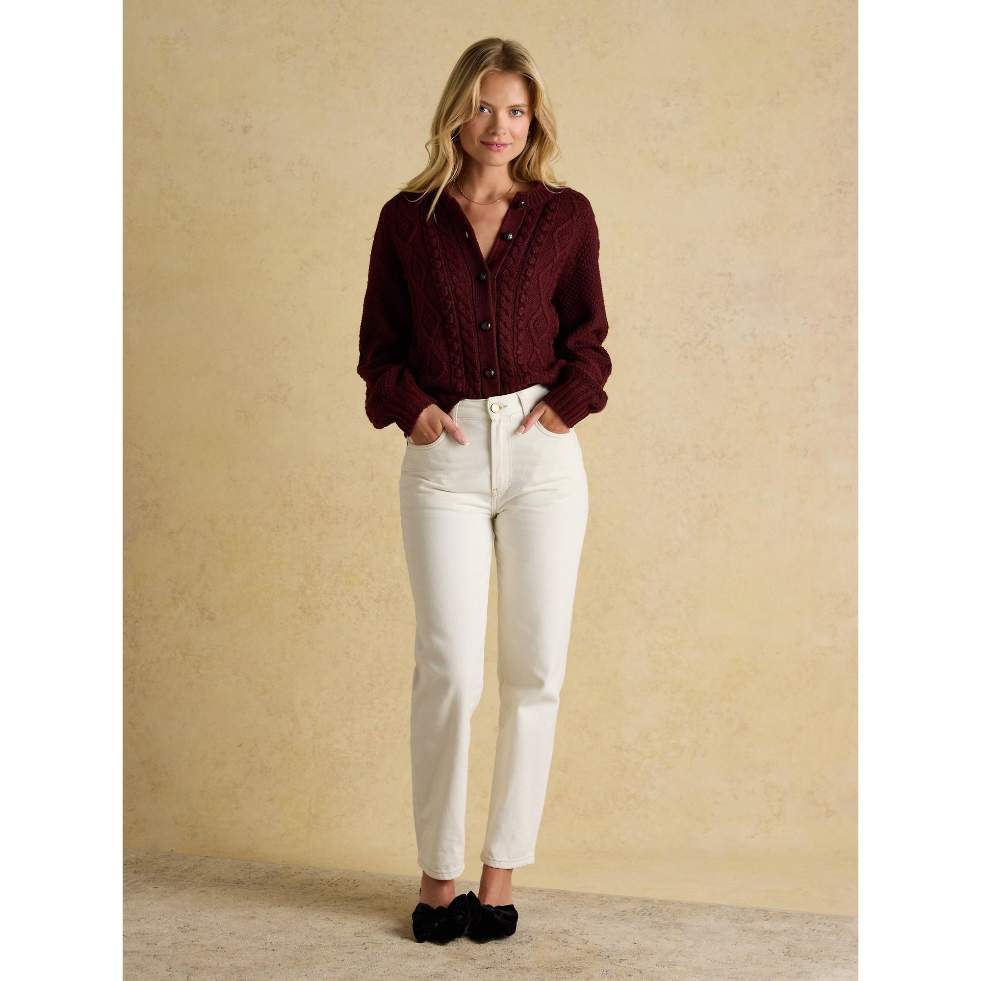 Product image 4 of 9 of Joules Women's Rafferty Cable Knit Cardigan - Wine