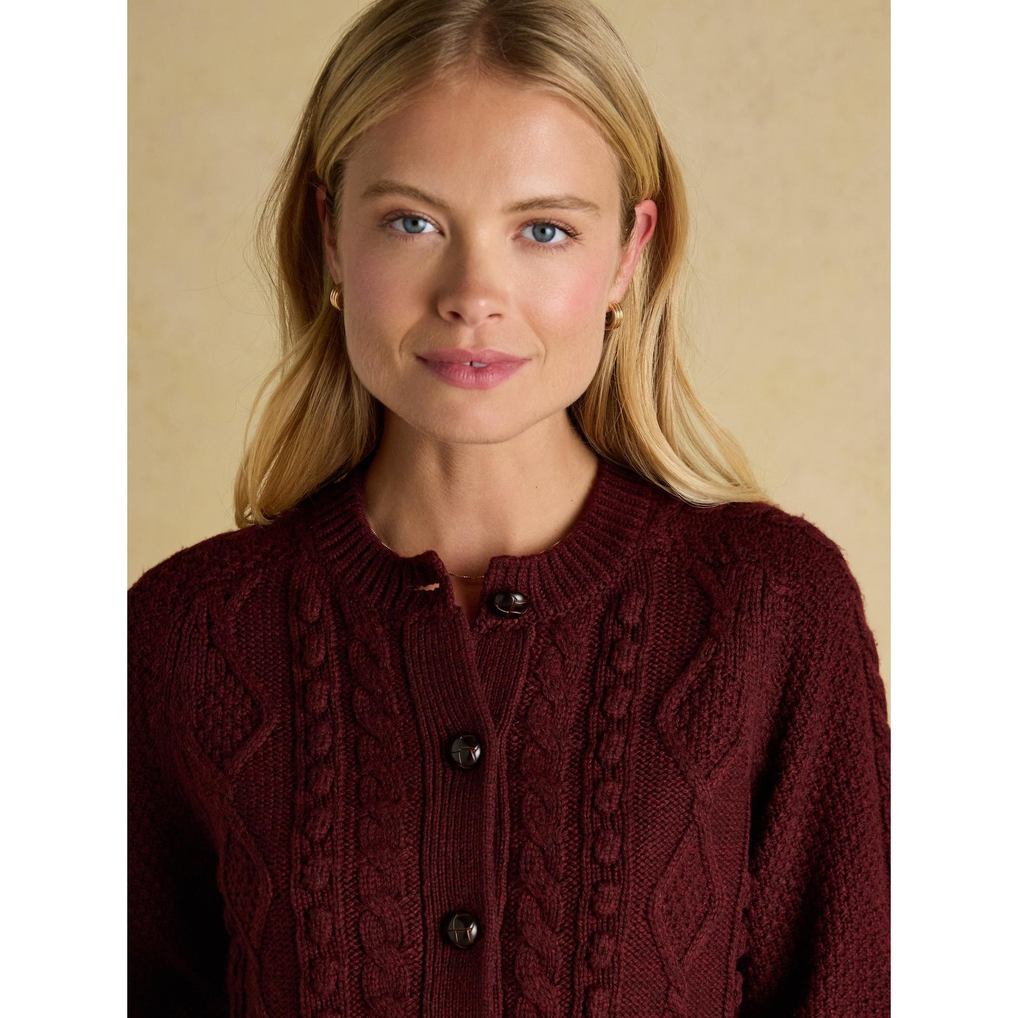 Product image 5 of 9 of Joules Women's Rafferty Cable Knit Cardigan - Wine