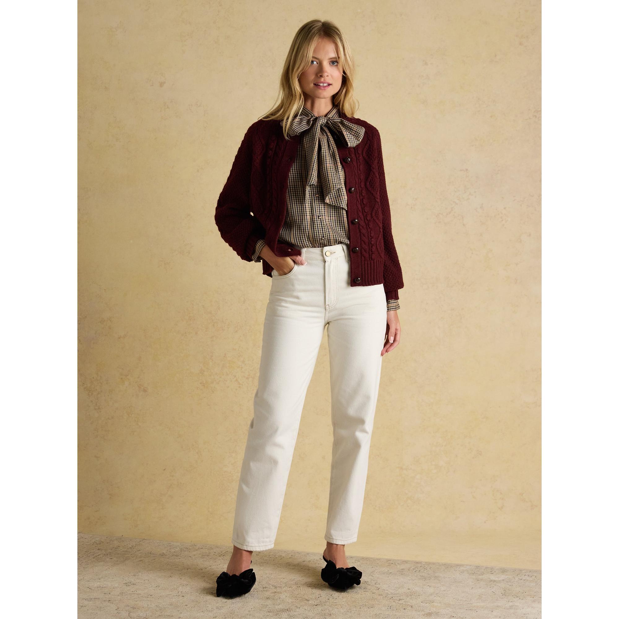 Product image 6 of 9 of Joules Women's Rafferty Cable Knit Cardigan - Wine