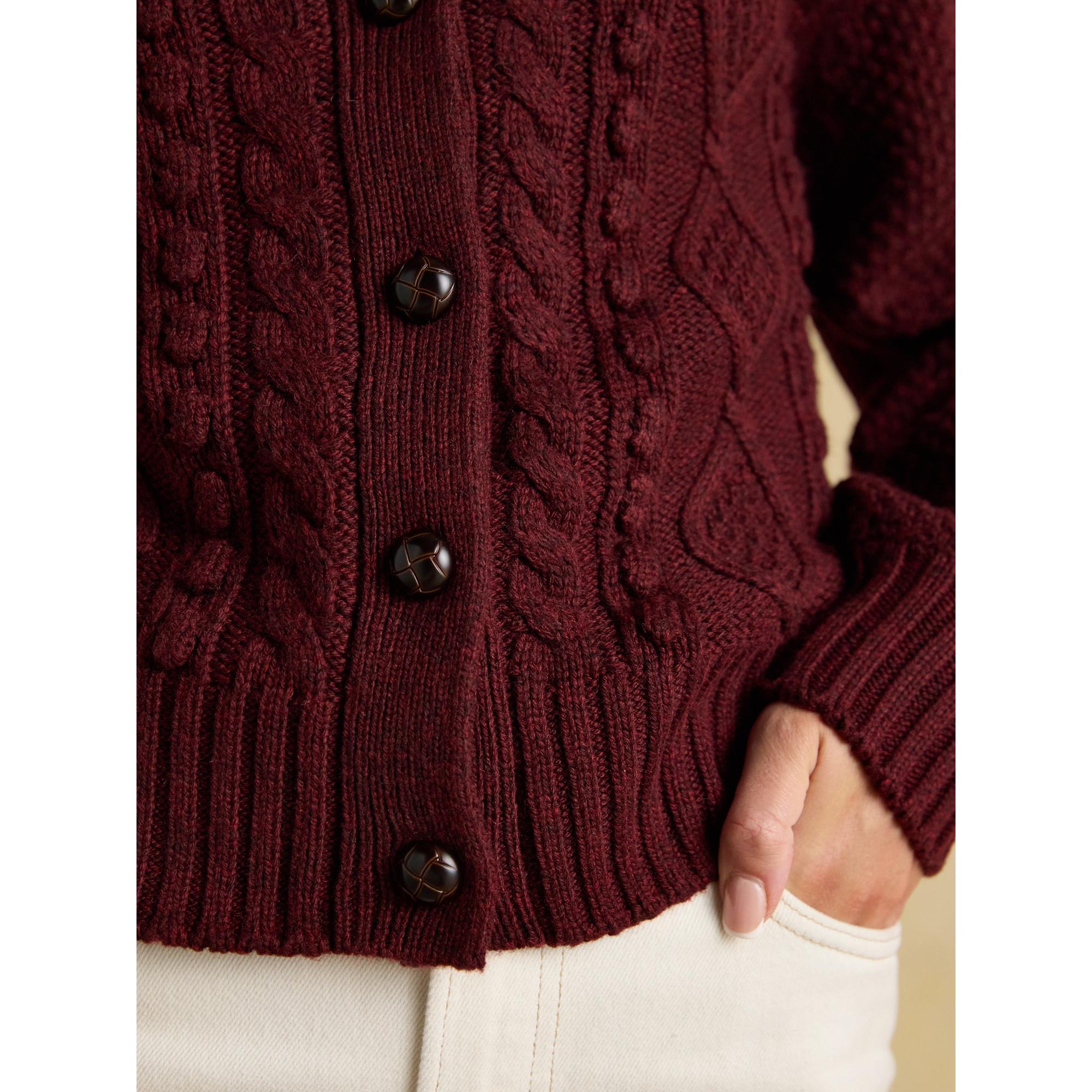 Product image 7 of 9 of Joules Women's Rafferty Cable Knit Cardigan - Wine