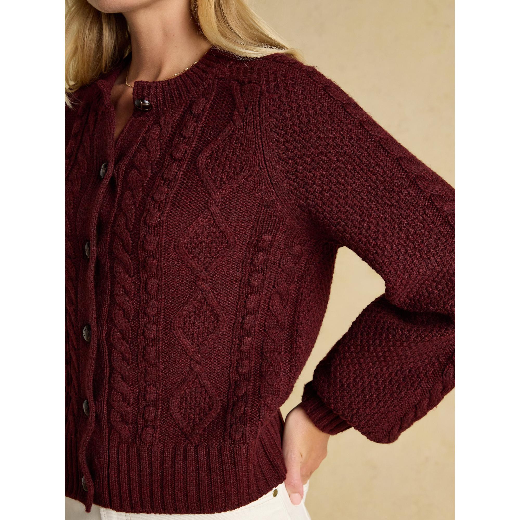 Product image 8 of 9 of Joules Women's Rafferty Cable Knit Cardigan - Wine