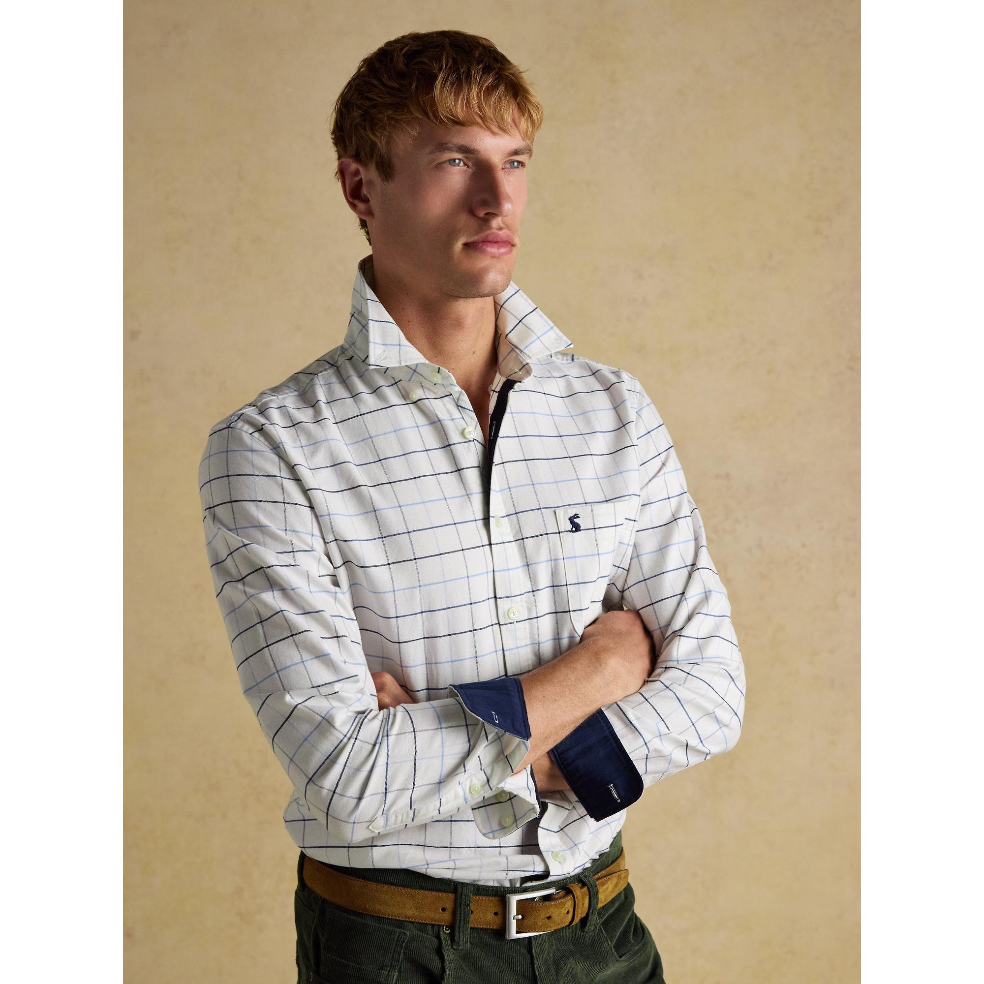 Product image 8 of 11 of Joules Men's Oxford Classic Fit Long Sleeve Cotton Shirt - White Blue Check