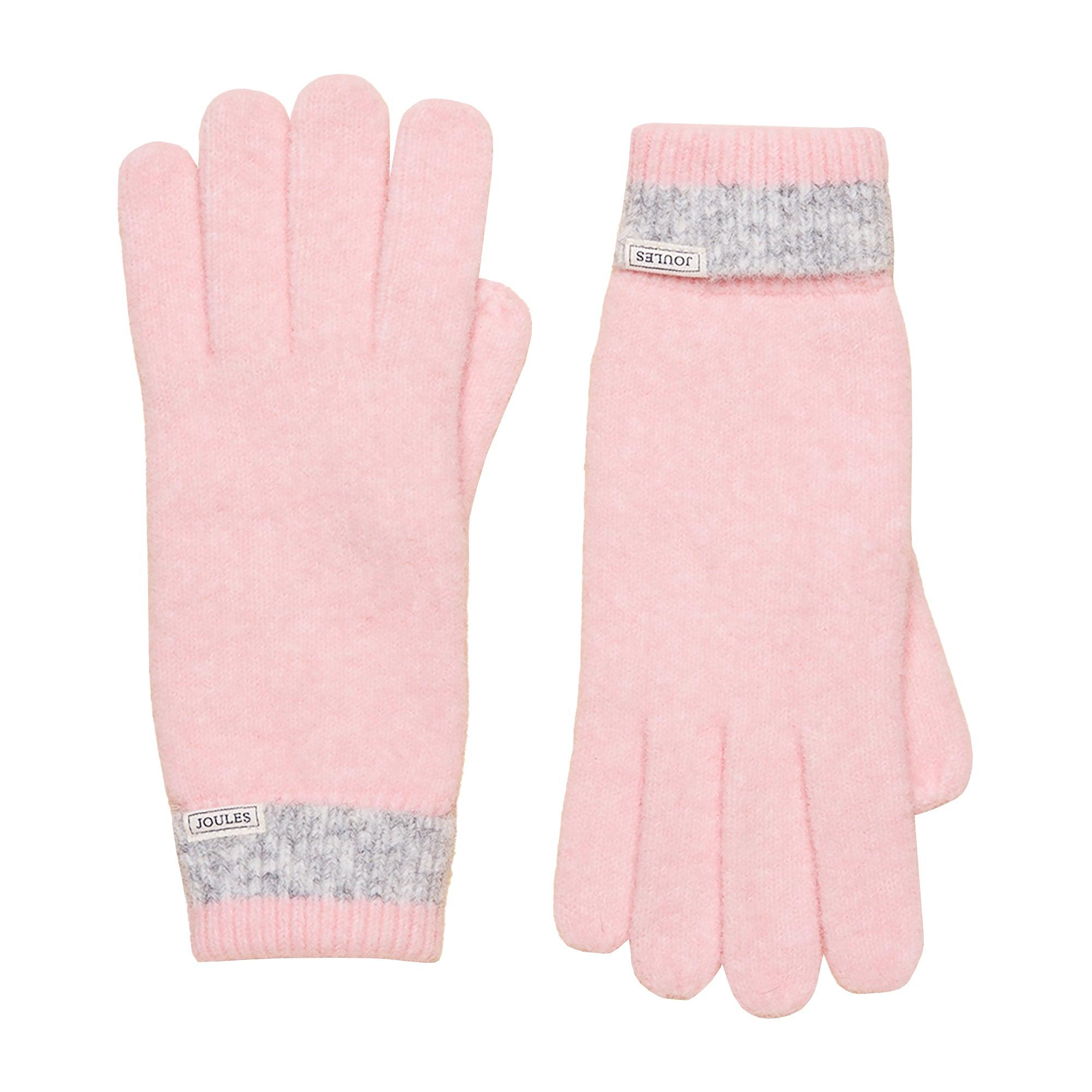 Product image 1 of 3 of Joules Women's Caversham Stripe Knitted Gloves - Pink/Grey