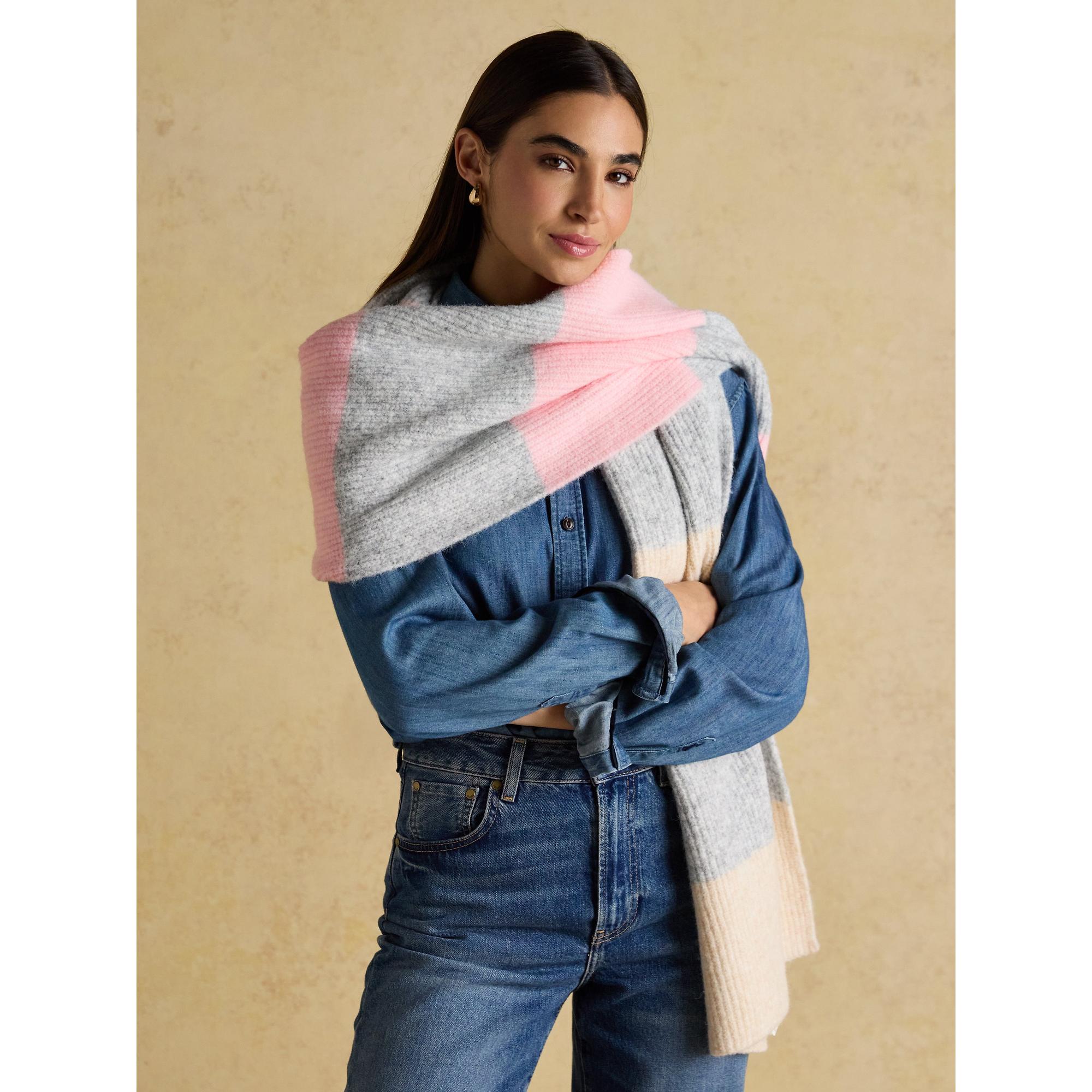 Product image 3 of 7 of Joules Women's Popley Stripe Scarf - Pink/Grey