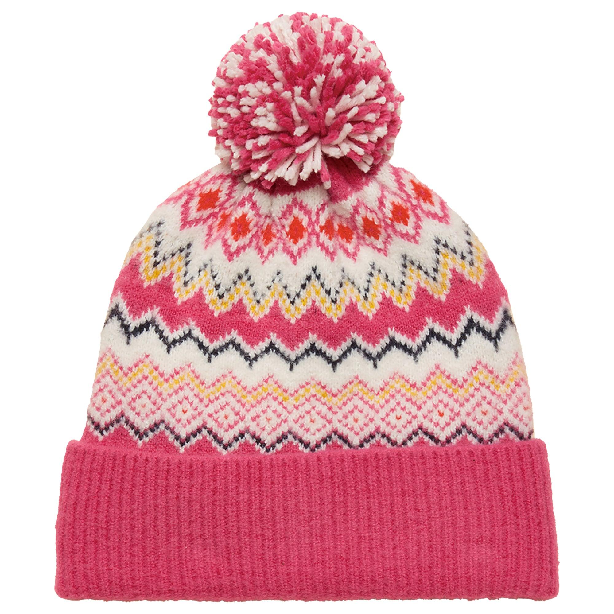 Product image 1 of 4 of Joules Women's Kara Fairisle Bobble Beanie Hat - Pink