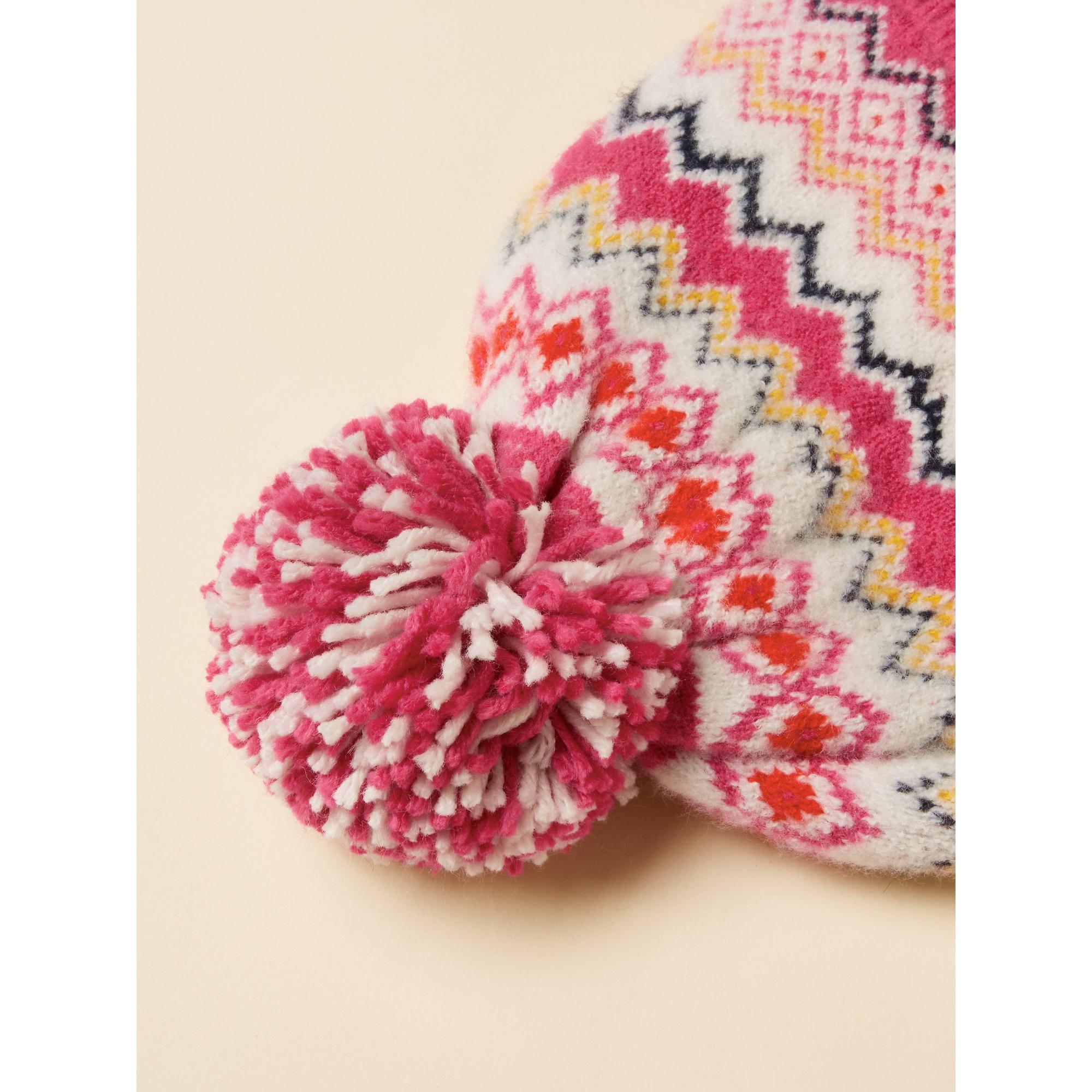 Product image 3 of 4 of Joules Women's Kara Fairisle Bobble Beanie Hat - Pink