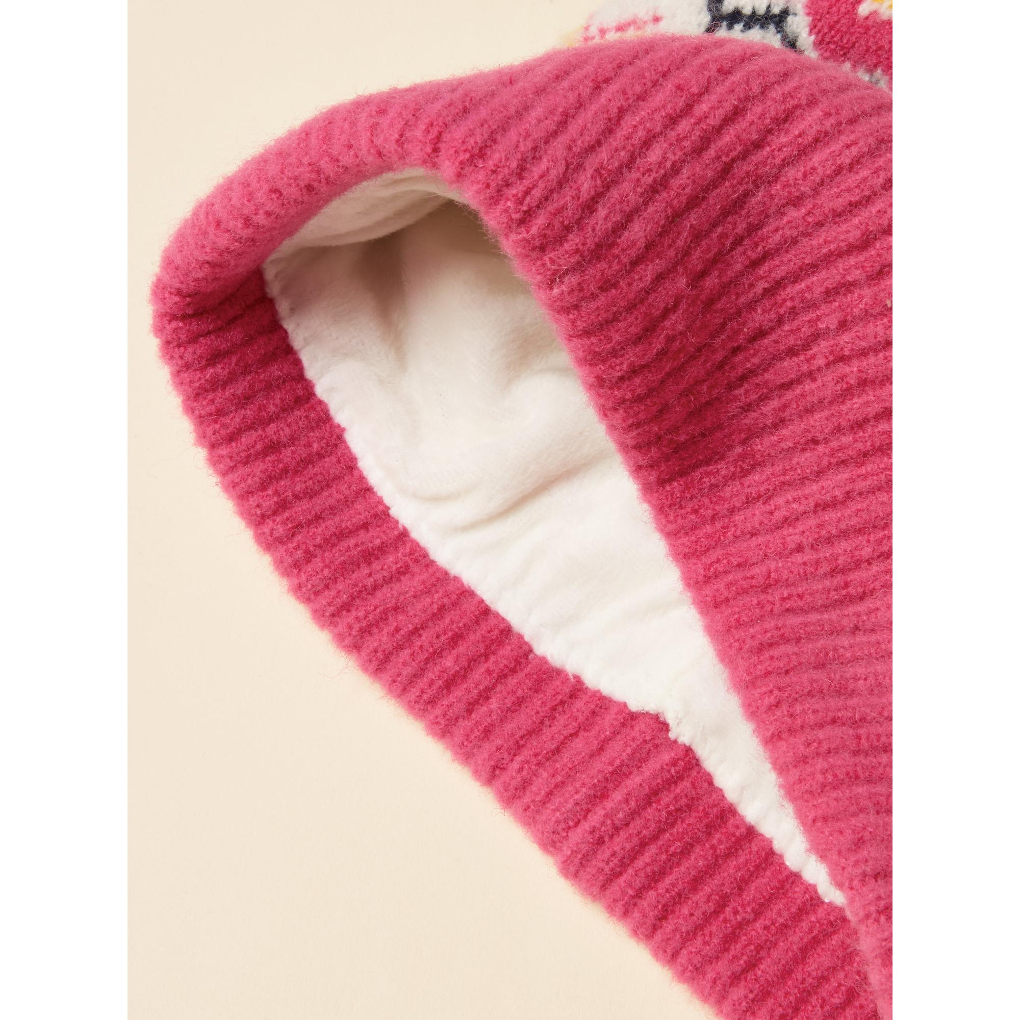 Product image 4 of 4 of Joules Women's Kara Fairisle Bobble Beanie Hat - Pink