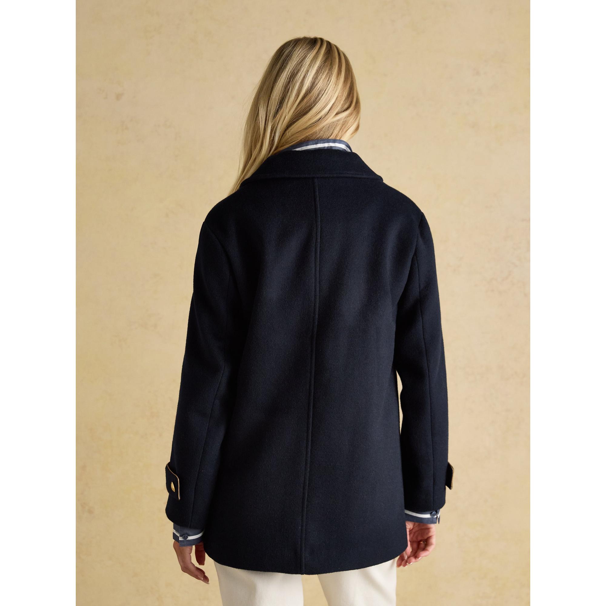 Product image 3 of 12 of Joules Women's Belchamp Wool Blend Peacoat with Beaded Badge - Navy
