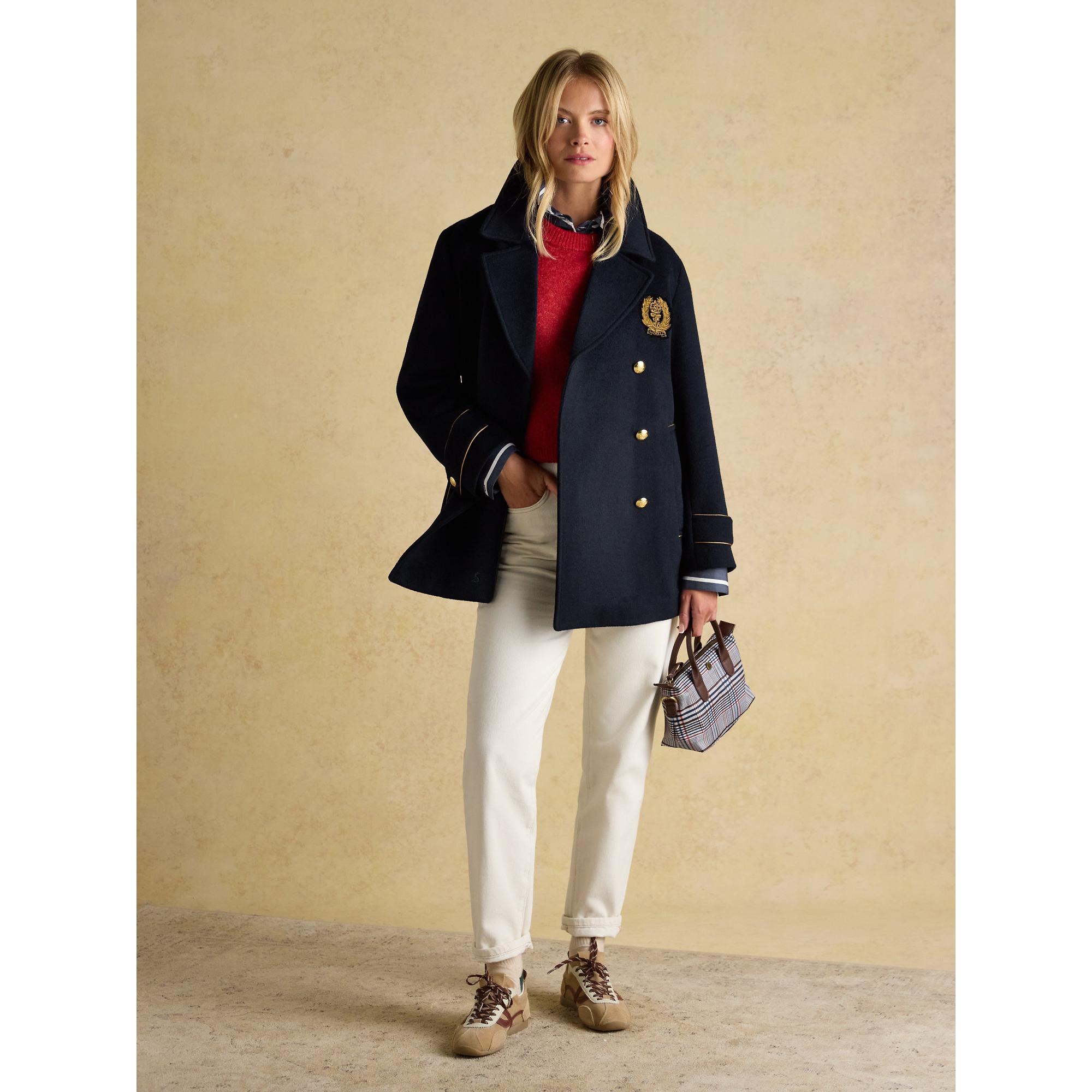 Product image 4 of 12 of Joules Women's Belchamp Wool Blend Peacoat with Beaded Badge - Navy