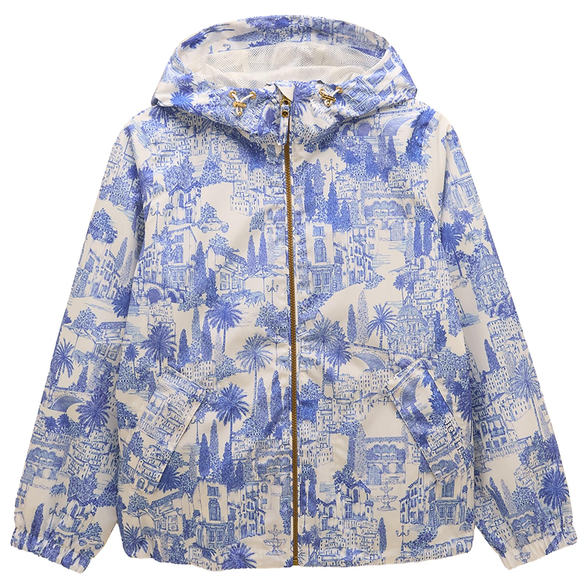 Product image 1 of 13 of Joules Women's Rainly Waterproof Packable Raincoat with Hood - Cream & Blue