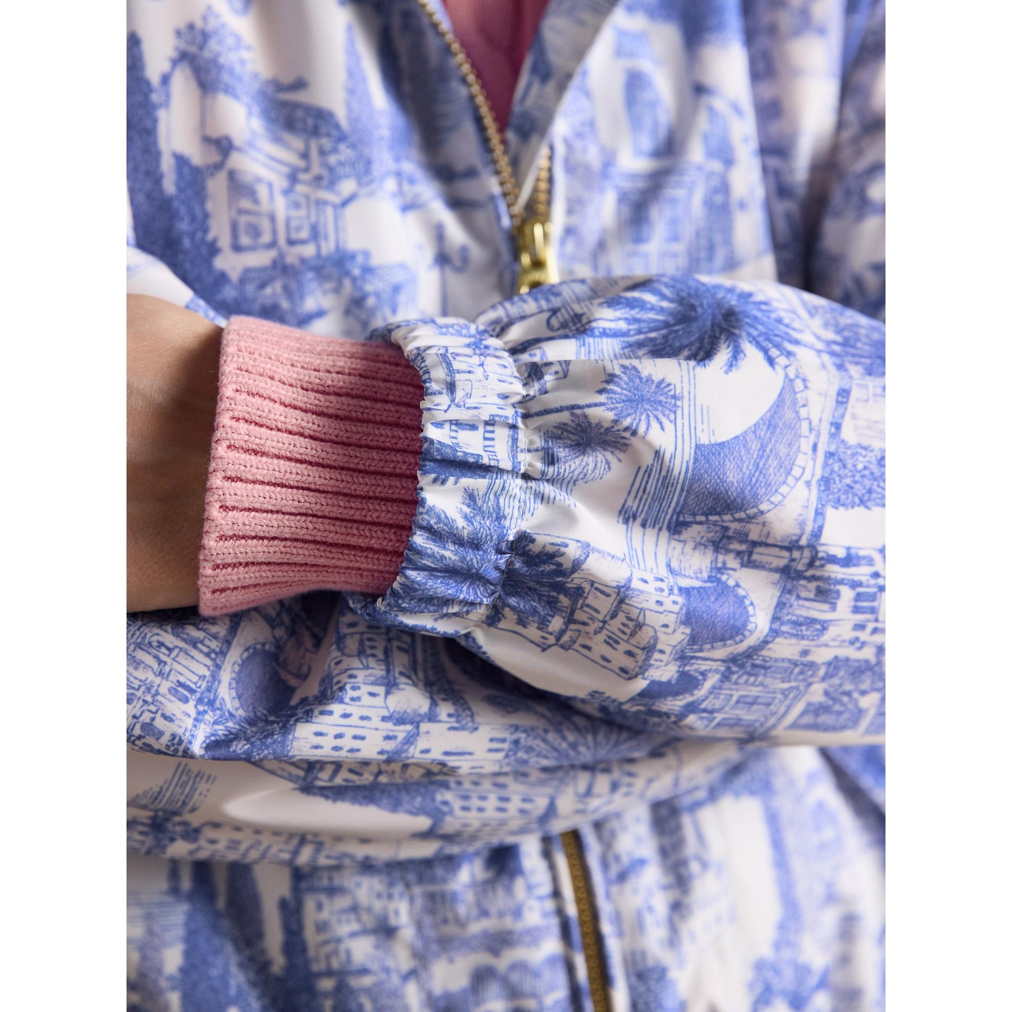 Product image 6 of 13 of Joules Women's Rainly Waterproof Packable Raincoat with Hood - Cream & Blue