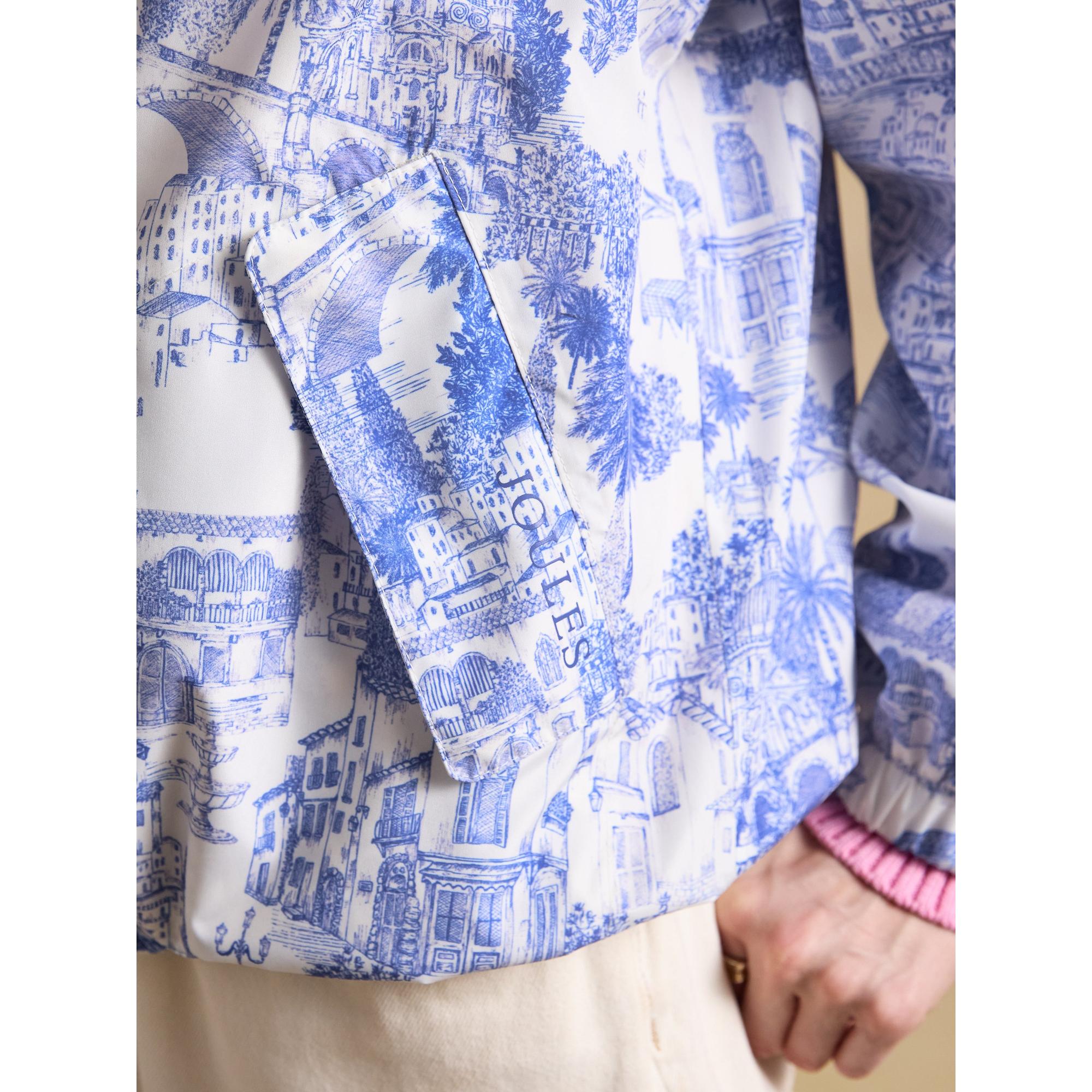 Product image 11 of 13 of Joules Women's Rainly Waterproof Packable Raincoat with Hood - Cream & Blue