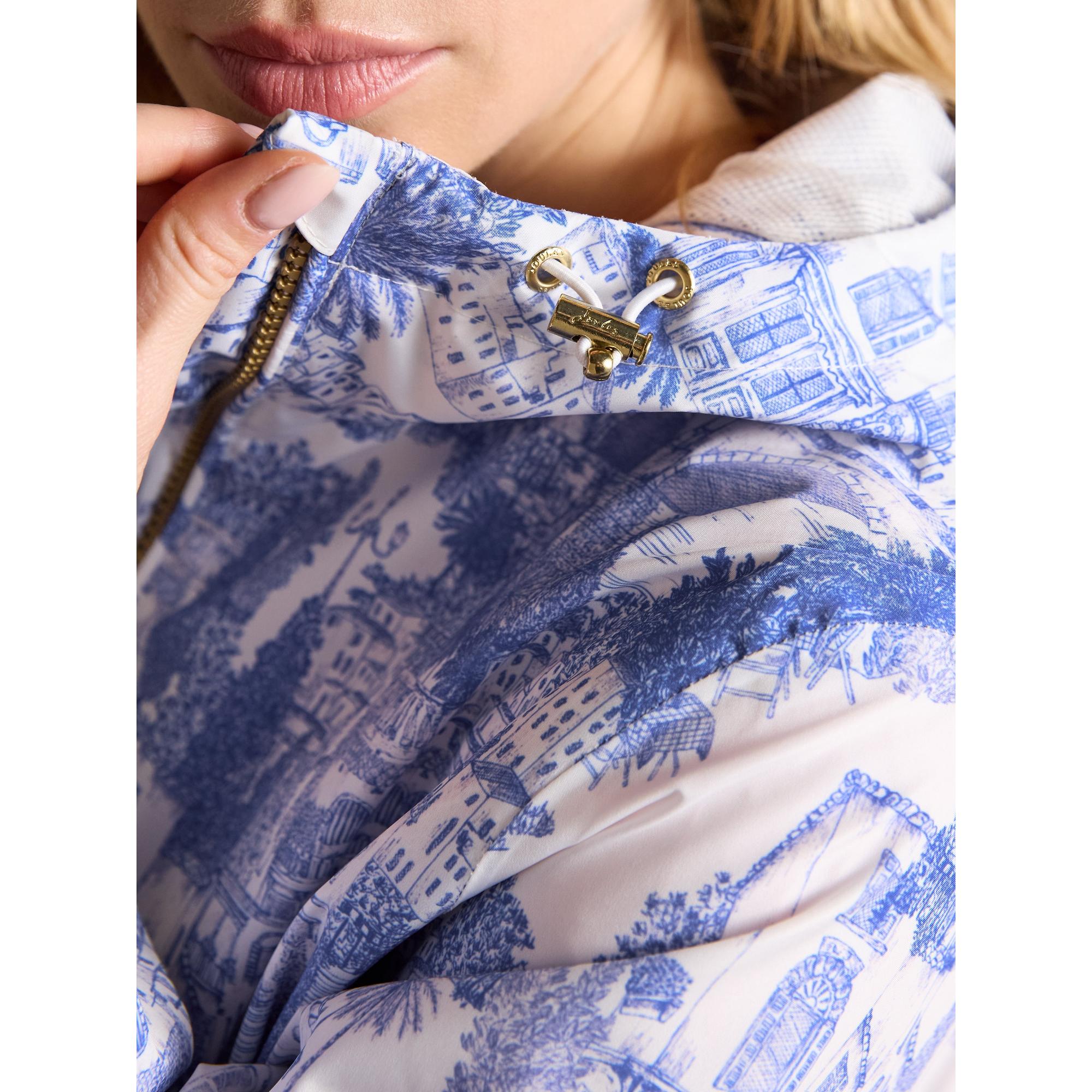 Product image 12 of 13 of Joules Women's Rainly Waterproof Packable Raincoat with Hood - Cream & Blue