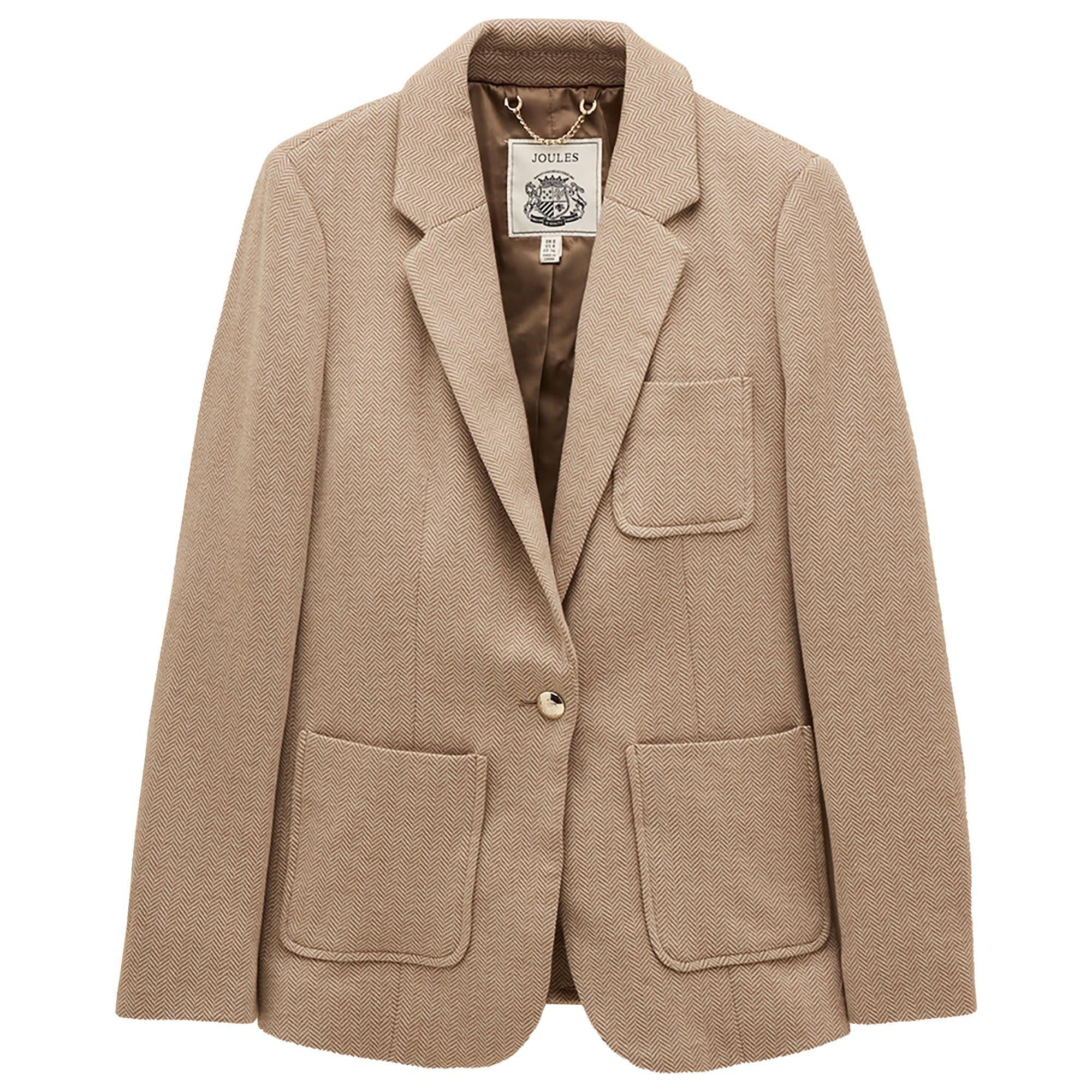 Product image 1 of 11 of Joules Women's Albury Herringbone Jersey Tweed Blazer - Tan Brown