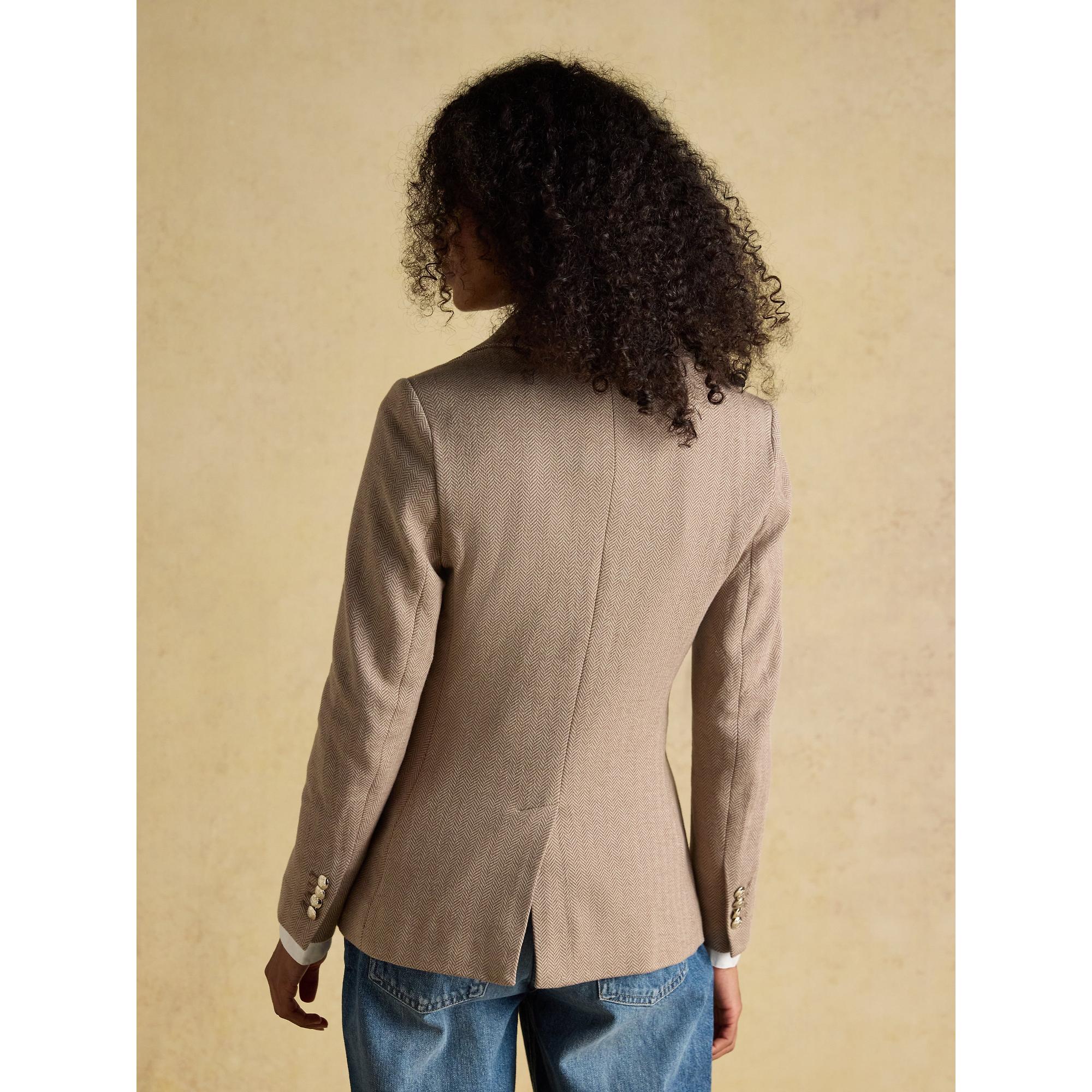 Product image 3 of 11 of Joules Women's Albury Herringbone Jersey Tweed Blazer - Tan Brown