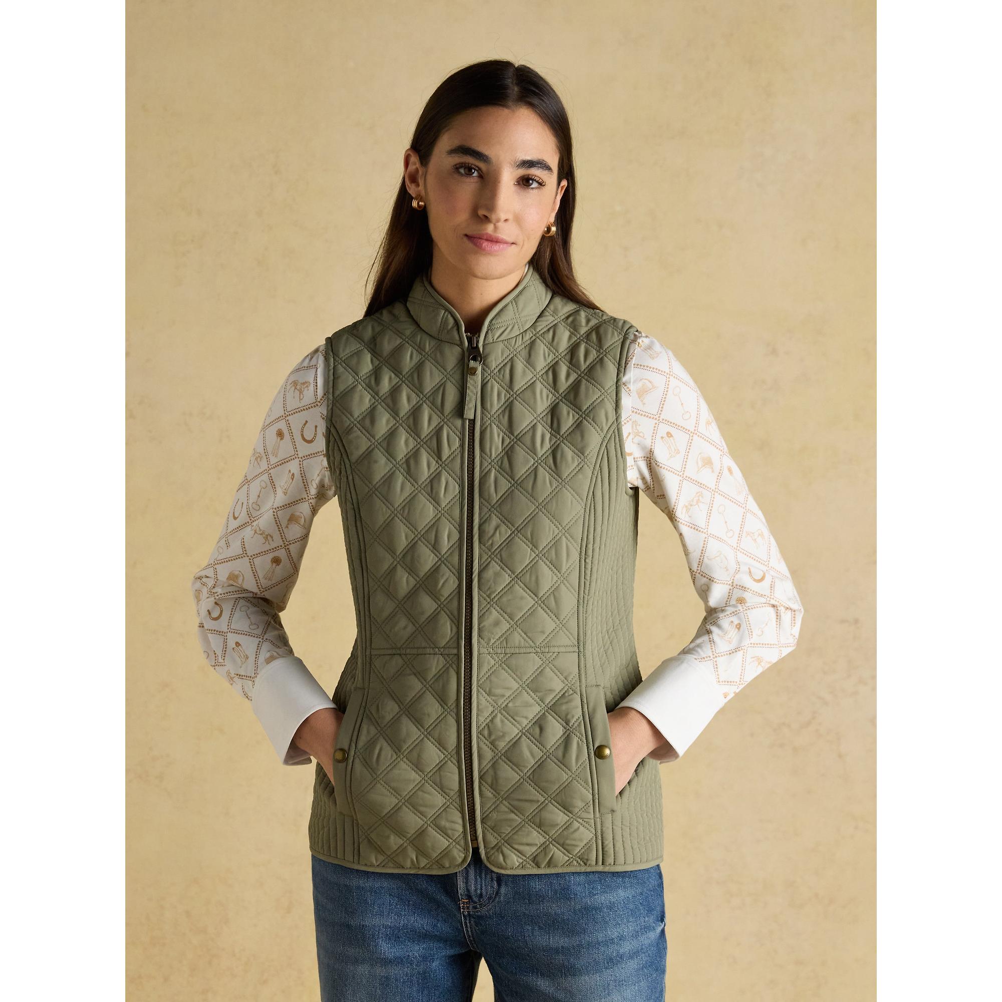 Product image 2 of 11 of Joules Women's Minx Showerproof Diamond Quilted Gilet - Sage Green