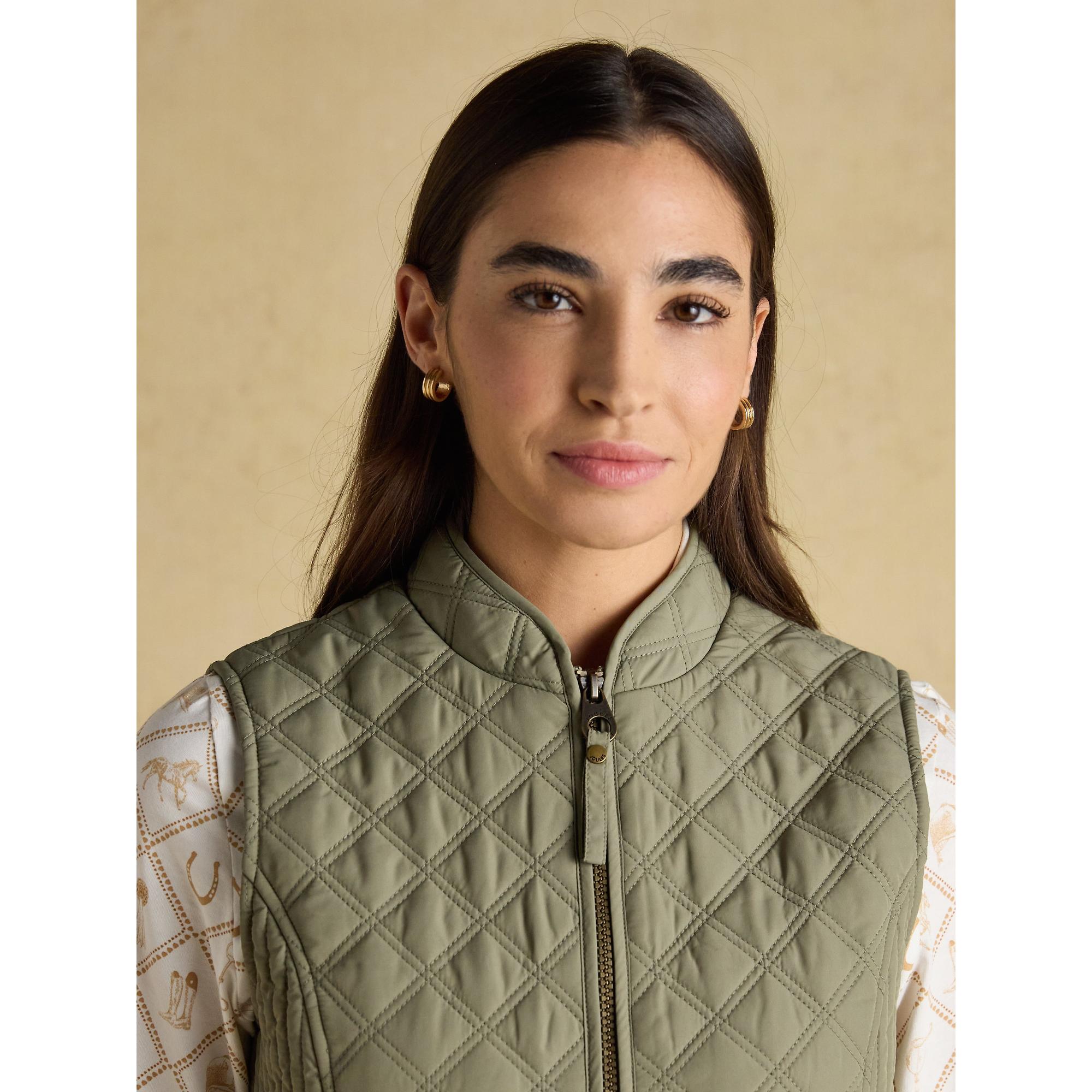 Product image 6 of 11 of Joules Women's Minx Showerproof Diamond Quilted Gilet - Sage Green