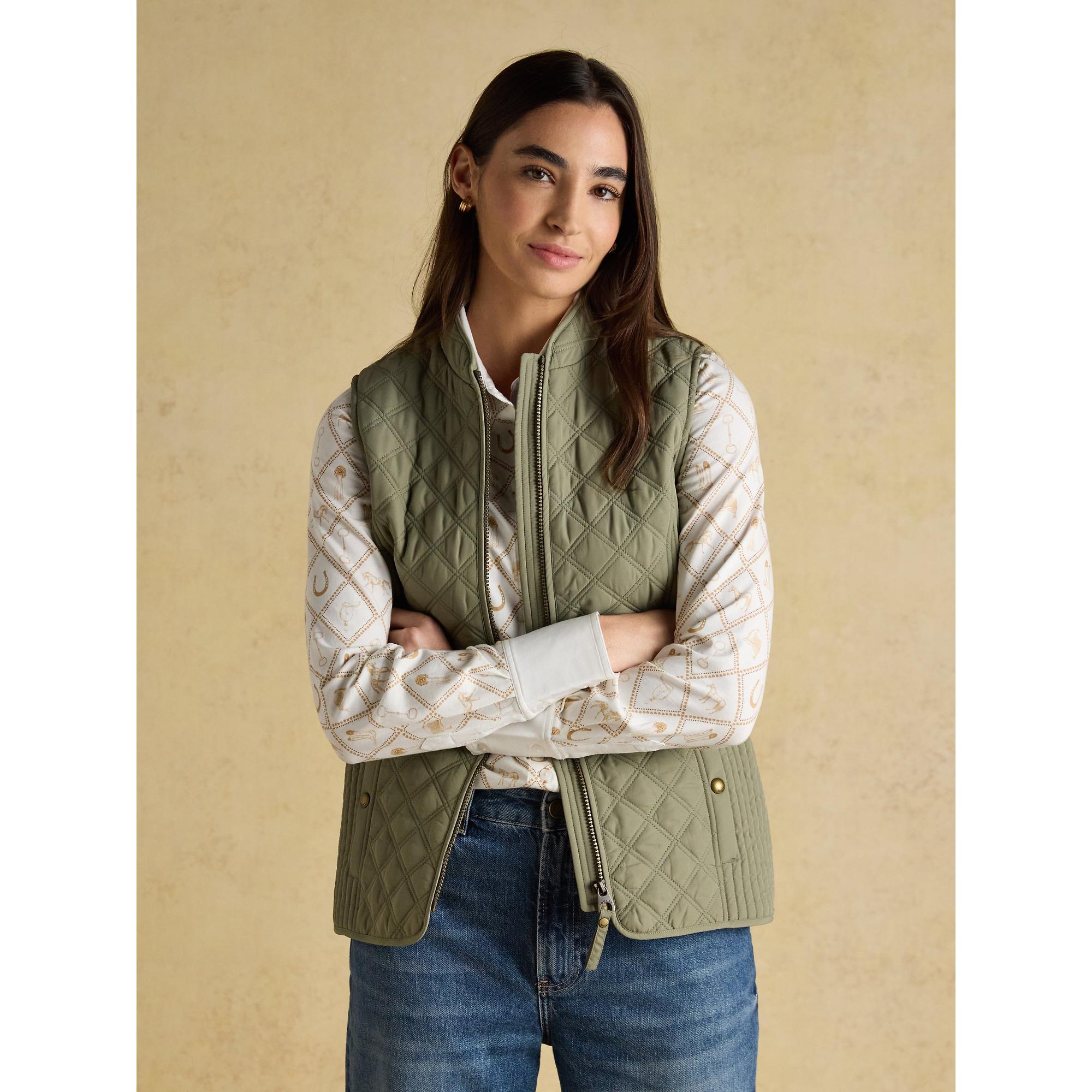 Product image 8 of 11 of Joules Women's Minx Showerproof Diamond Quilted Gilet - Sage Green