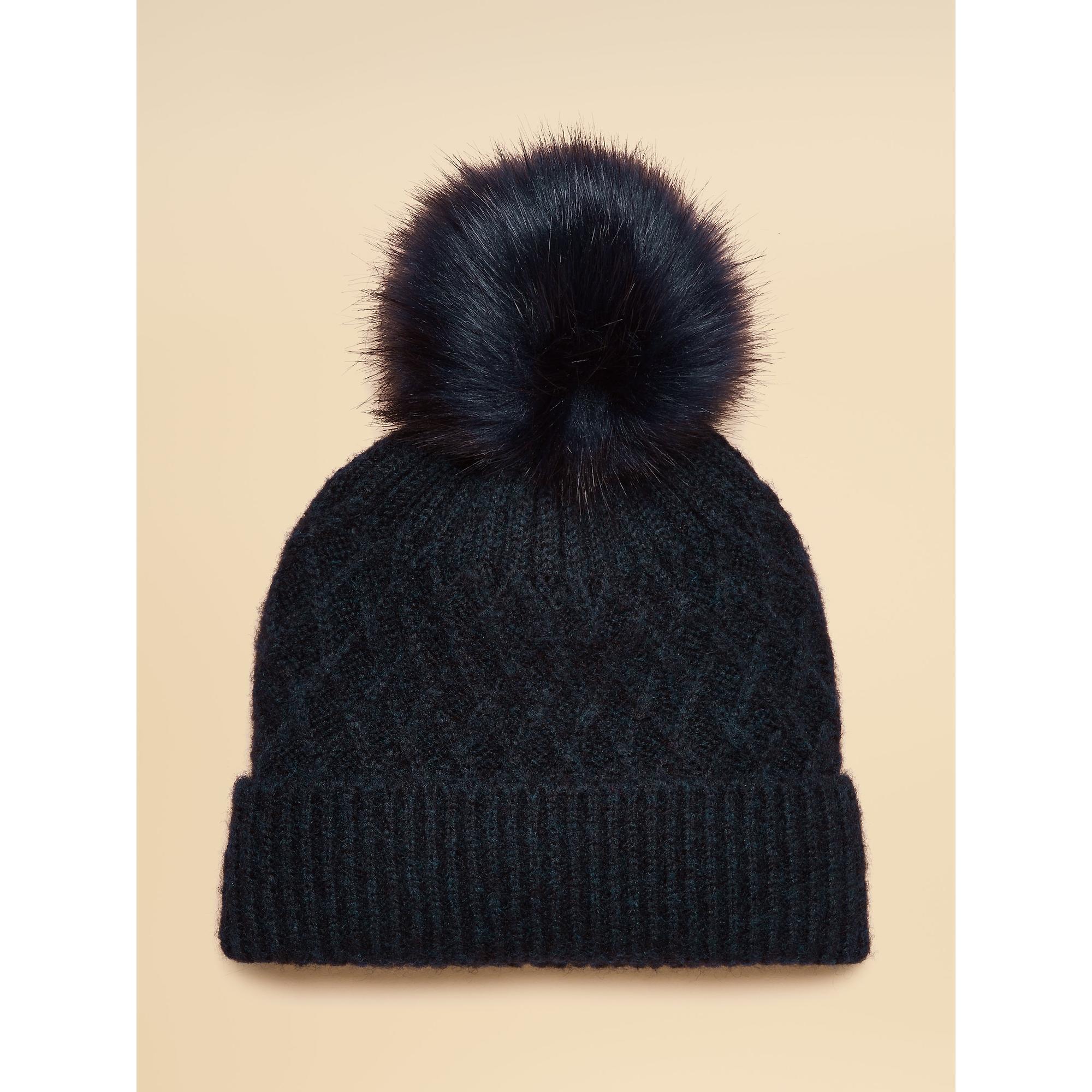 Product image 5 of 6 of Joules Women's Effie Cable Knitted Bobble Hat - Navy