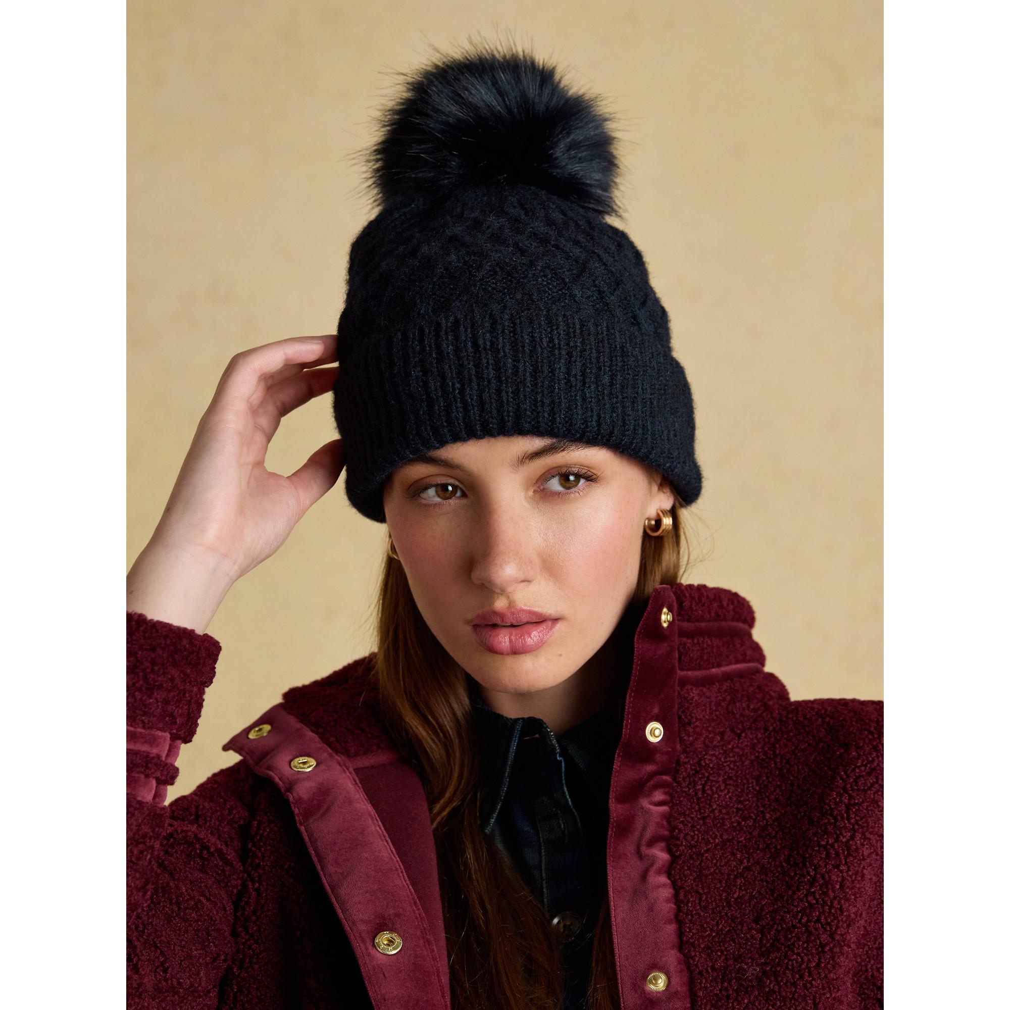 Product image 2 of 6 of Joules Women's Effie Cable Knitted Bobble Hat - Navy