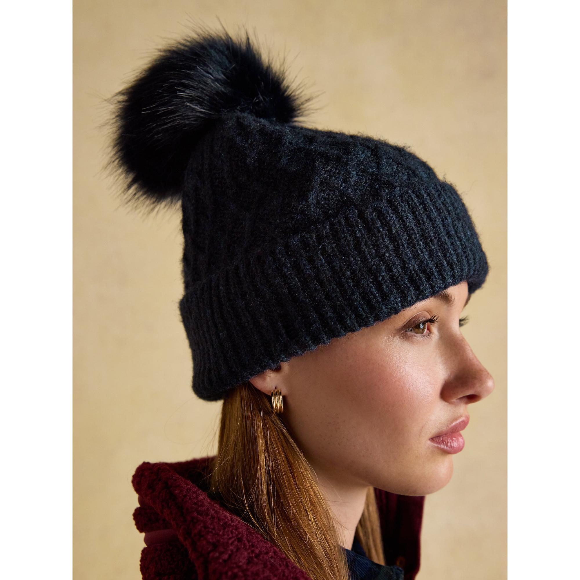 Product image 4 of 6 of Joules Women's Effie Cable Knitted Bobble Hat - Navy