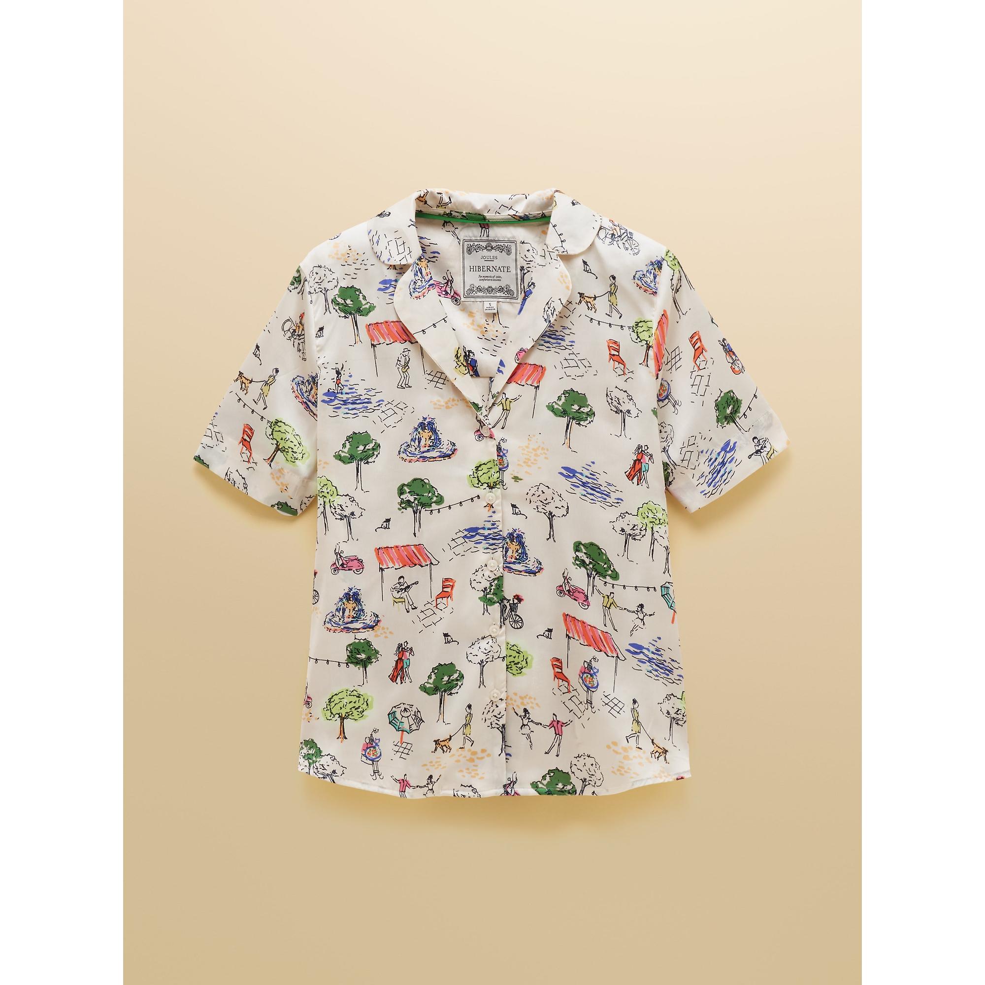 Product image 10 of 10 of Joules Women's Fiesta Scene Short Satin Pyjama Set - Cream Bistro