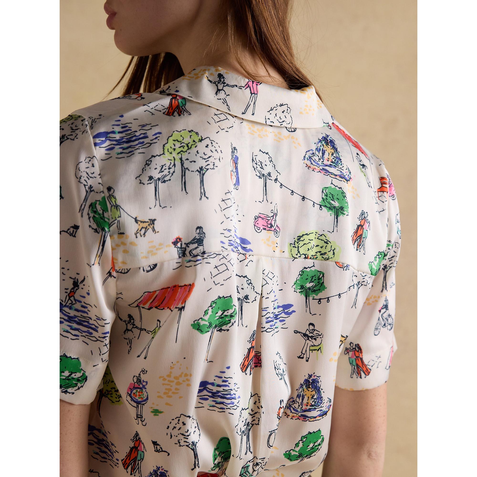 Product image 8 of 10 of Joules Women's Fiesta Scene Short Satin Pyjama Set - Cream Bistro