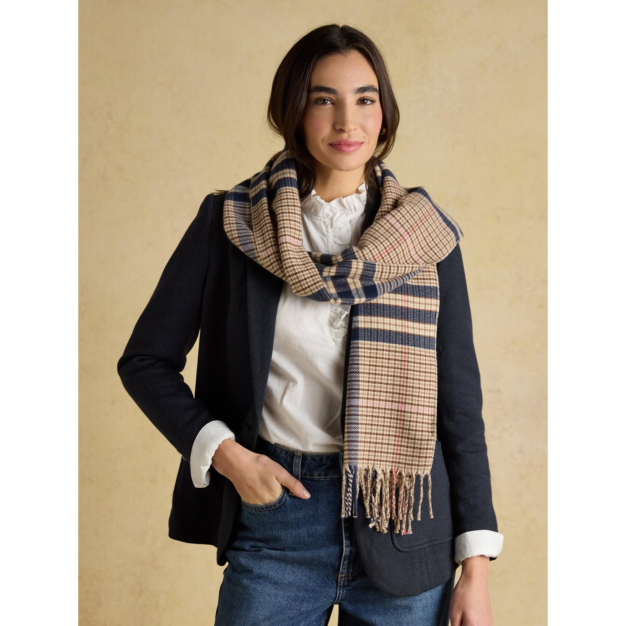 Product image 2 of 7 of Joules Women's Langtree Large Scarf - Neutral & Navy