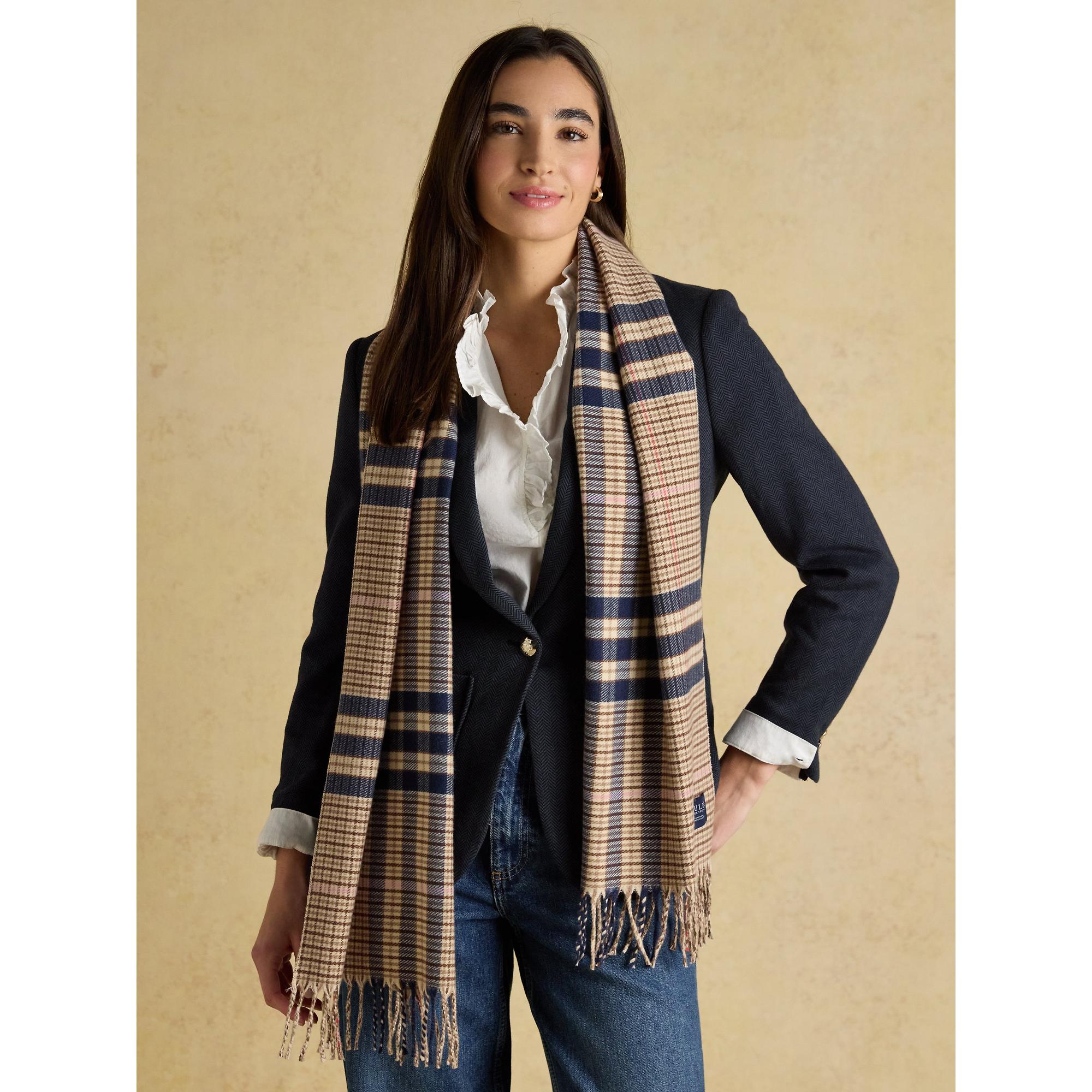 Product image 4 of 7 of Joules Women's Langtree Large Scarf - Neutral & Navy