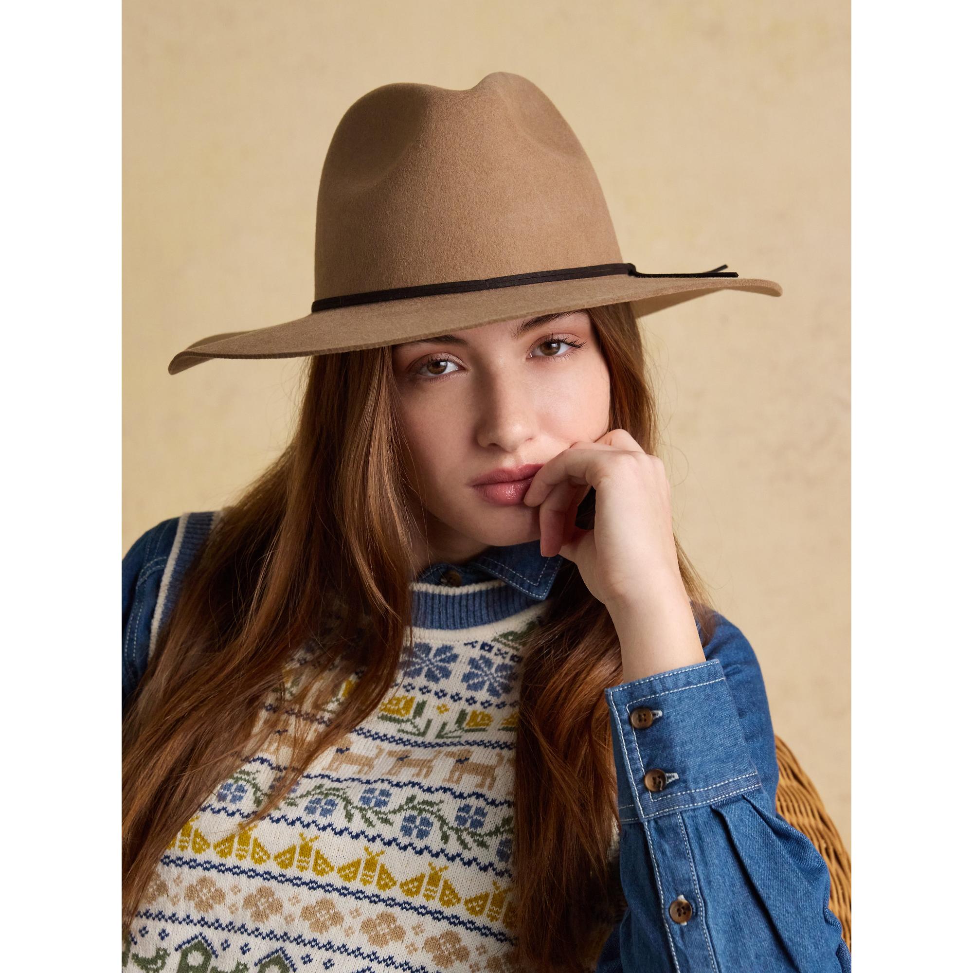 Product image 2 of 7 of Joules Women's Grove Wool Fedora Hat - Tan Brown