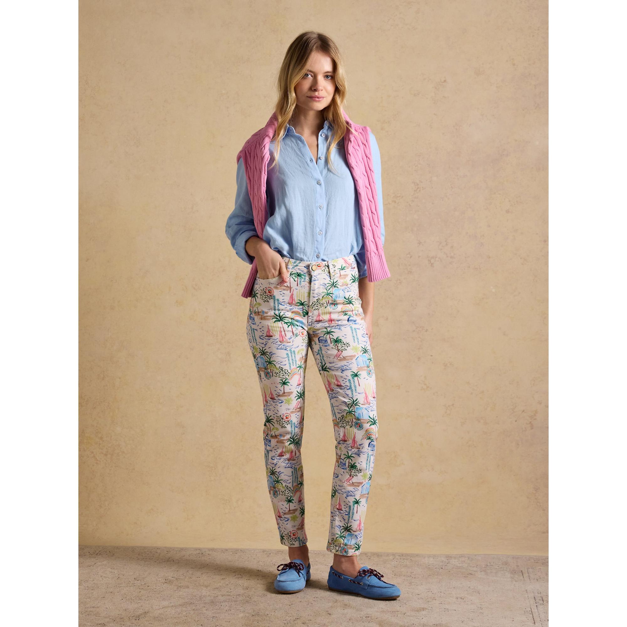 Product image 4 of 7 of Joules Women's Straight Fit Slim Mid Rise Jeans - Coastal Scene Print