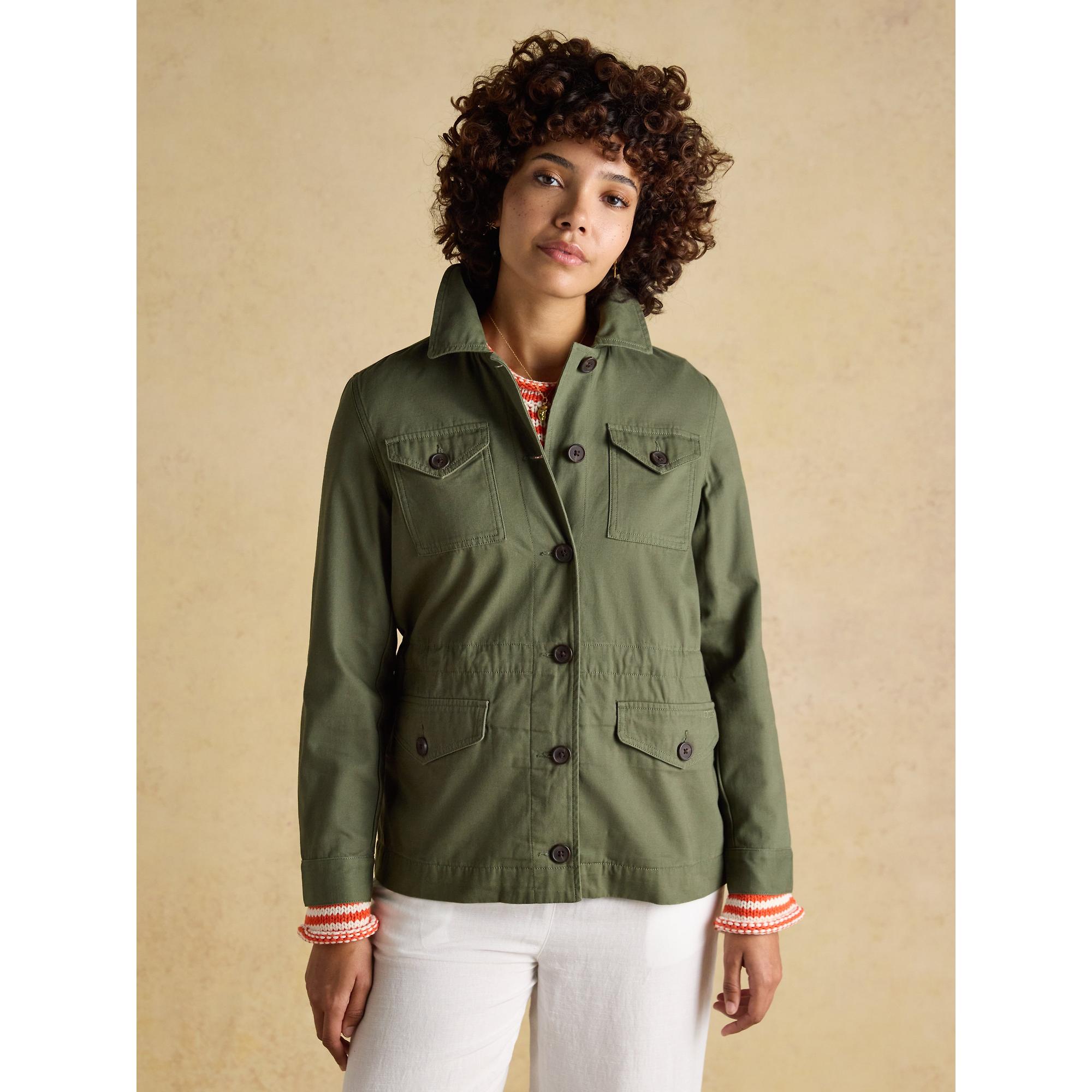 Product image 2 of 11 of Joules Women's Twyford Lightweight Utility Jacket with Adjustable Waist - Khaki Green