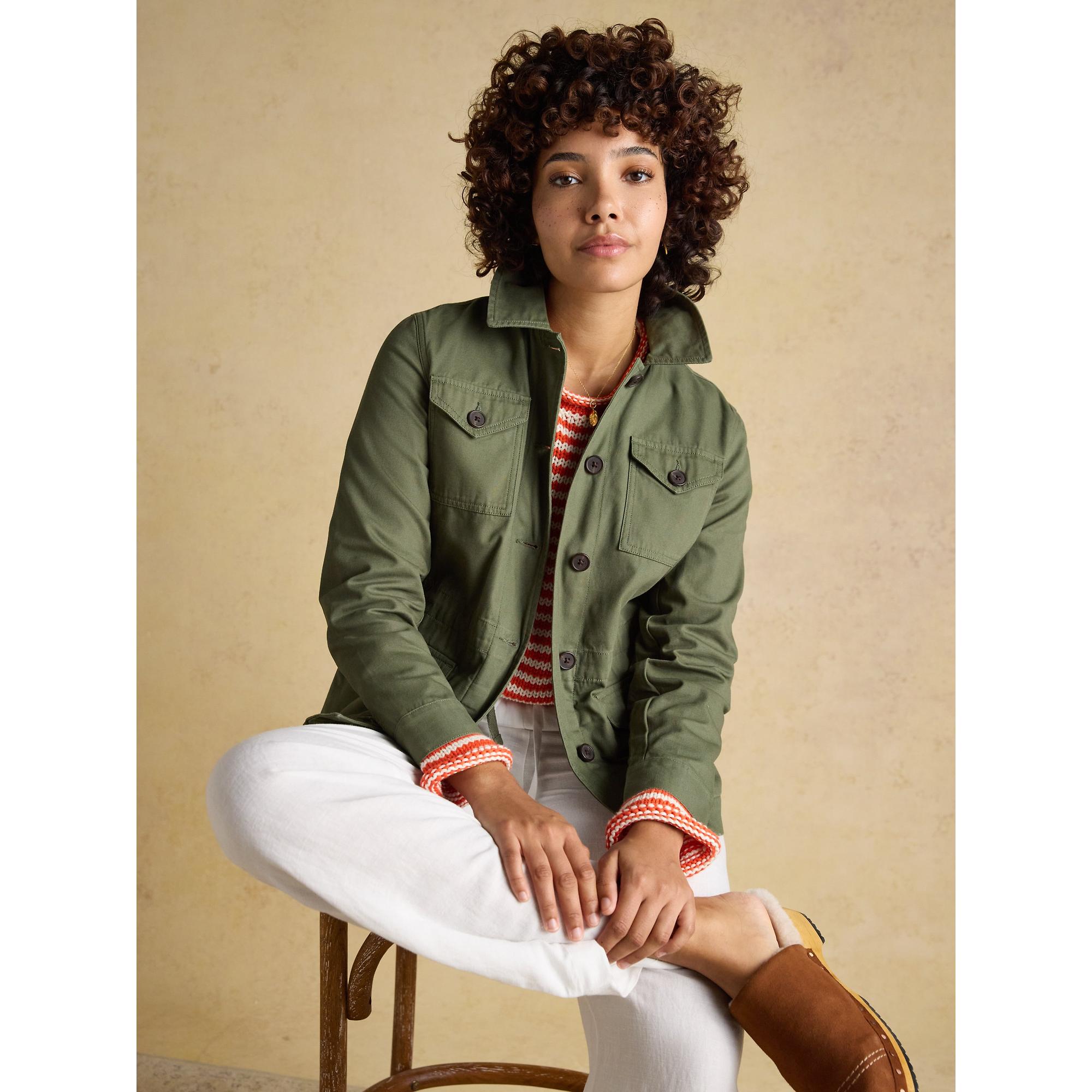 Product image 4 of 11 of Joules Women's Twyford Lightweight Utility Jacket with Adjustable Waist - Khaki Green