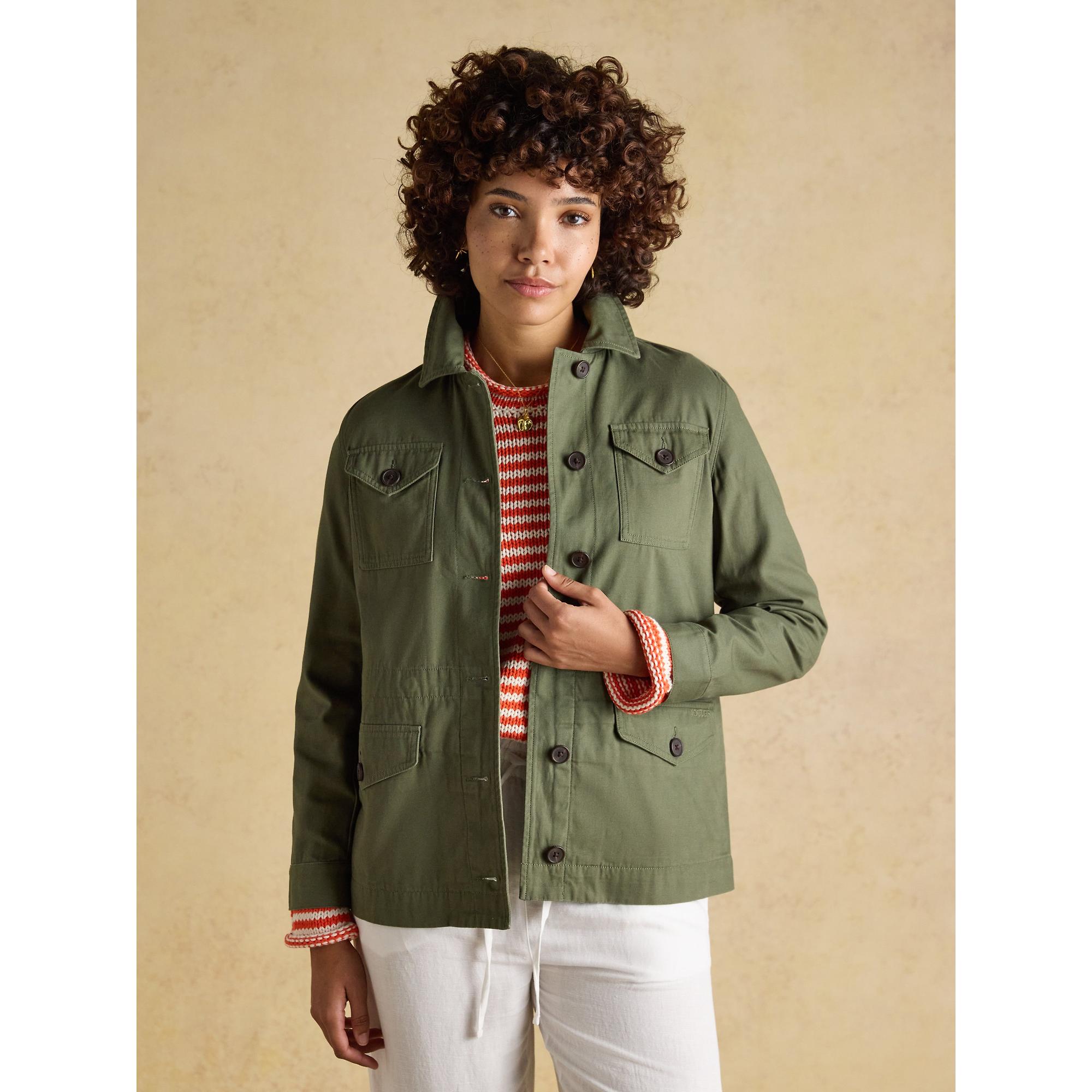 Product image 9 of 11 of Joules Women's Twyford Lightweight Utility Jacket with Adjustable Waist - Khaki Green