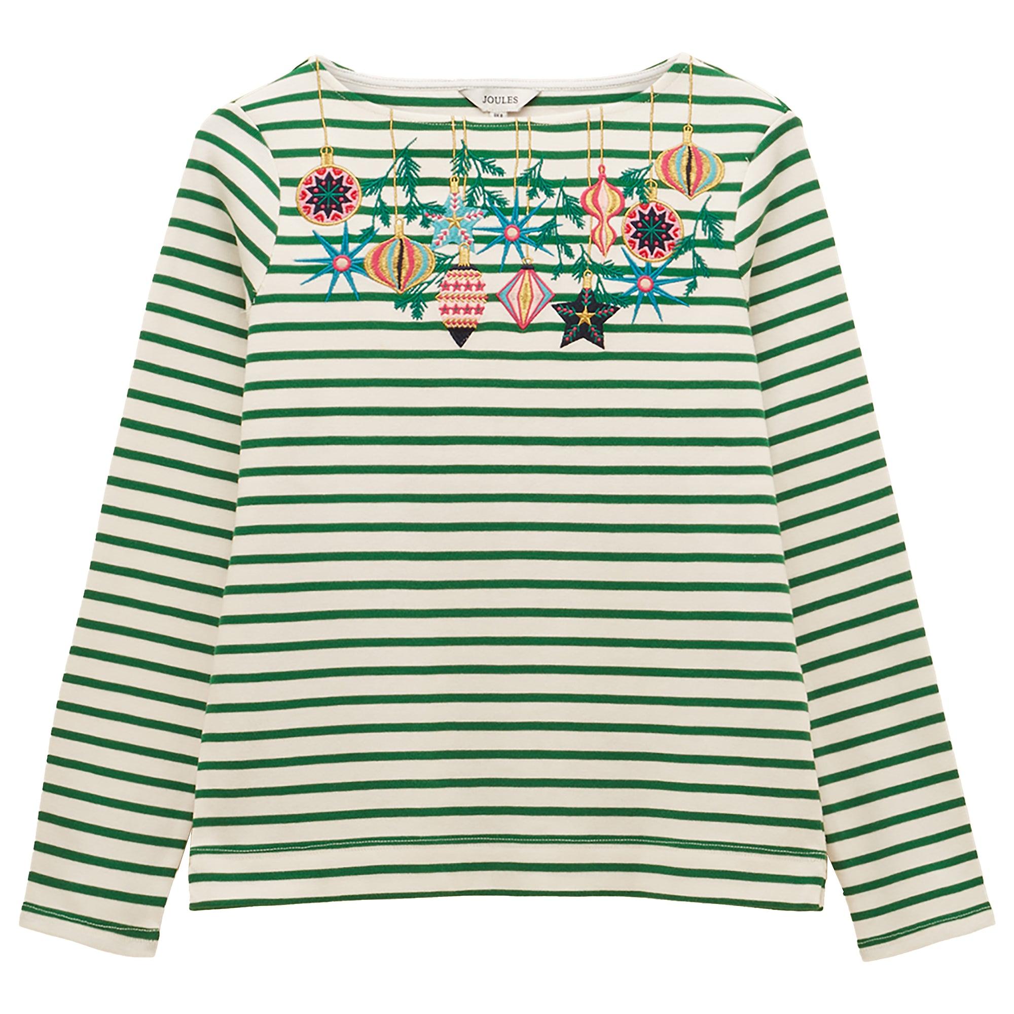 Product image 1 of 7 of Joules Women's Christmas Harbour Boat Neck Breton Top - Green/White Bauble