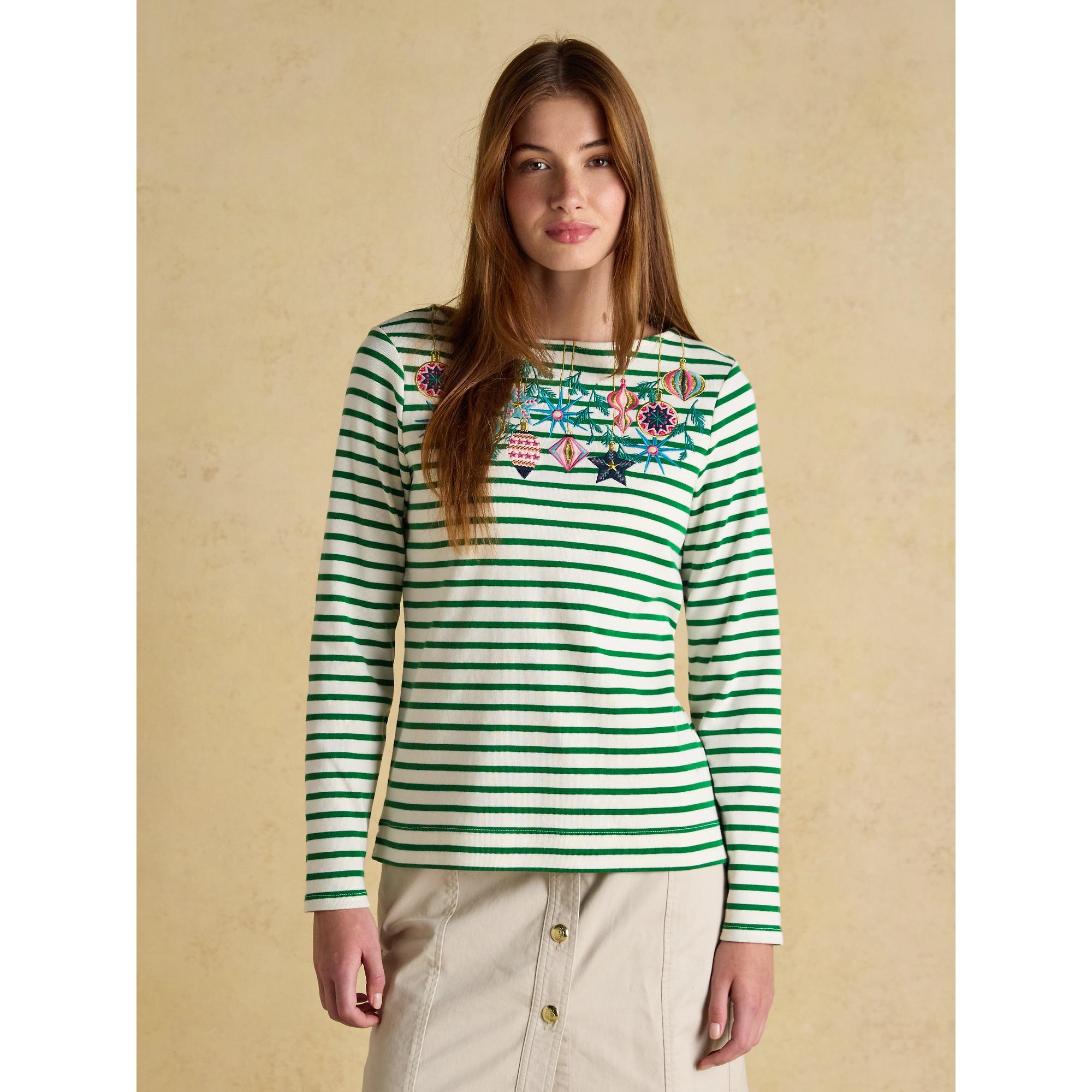 Product image 2 of 7 of Joules Women's Christmas Harbour Boat Neck Breton Top - Green/White Bauble